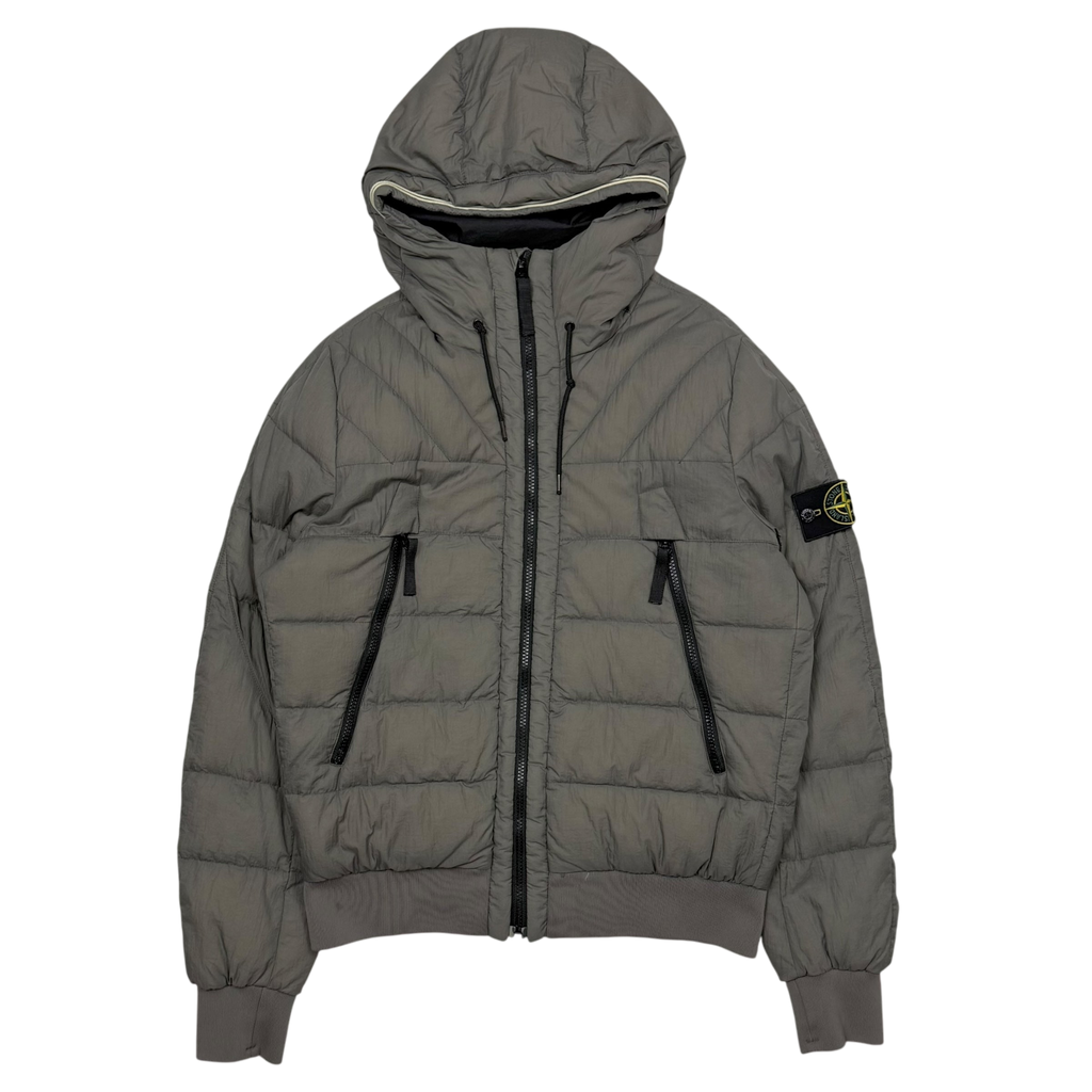 Stone Island AW 2011 Opaque Nylon Tela Down Jacket Grey/Khaki (Size L)