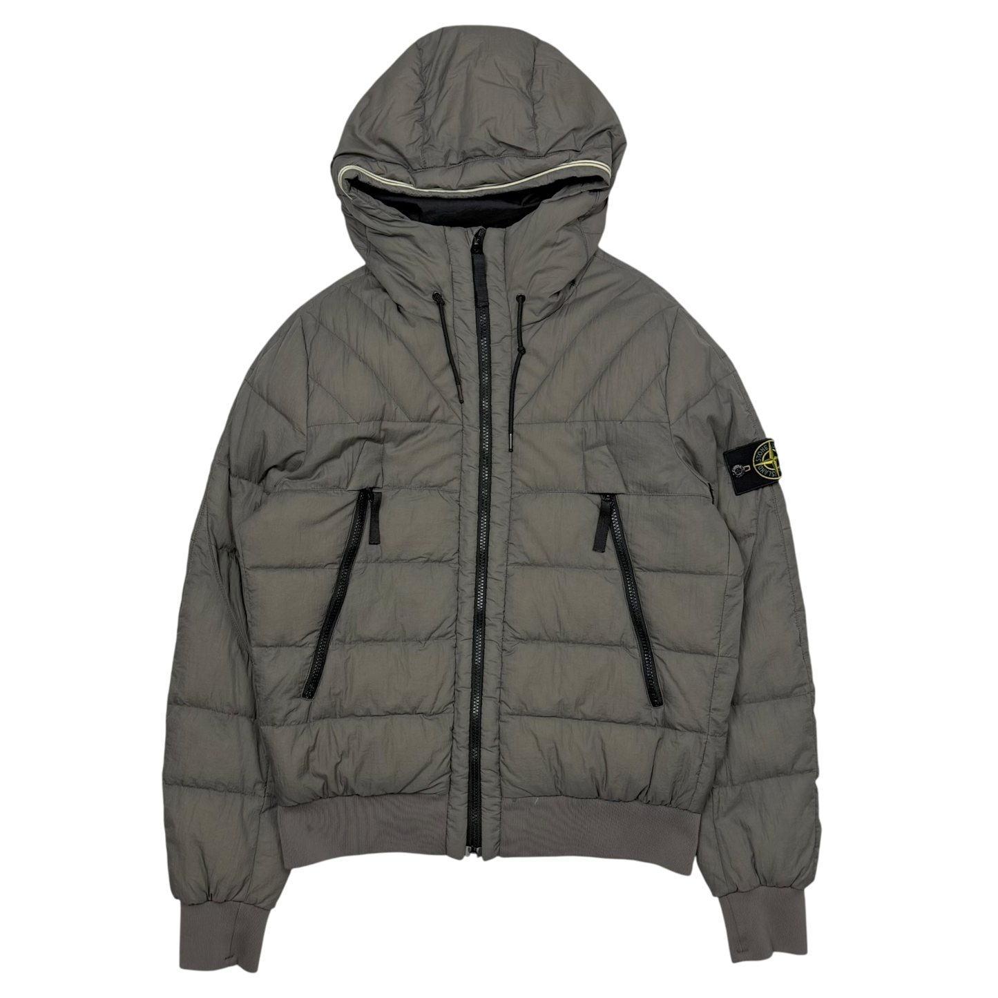 Stone Island AW 2011 Opaque Nylon Tela Down Jacket Grey/Khaki (Size L)