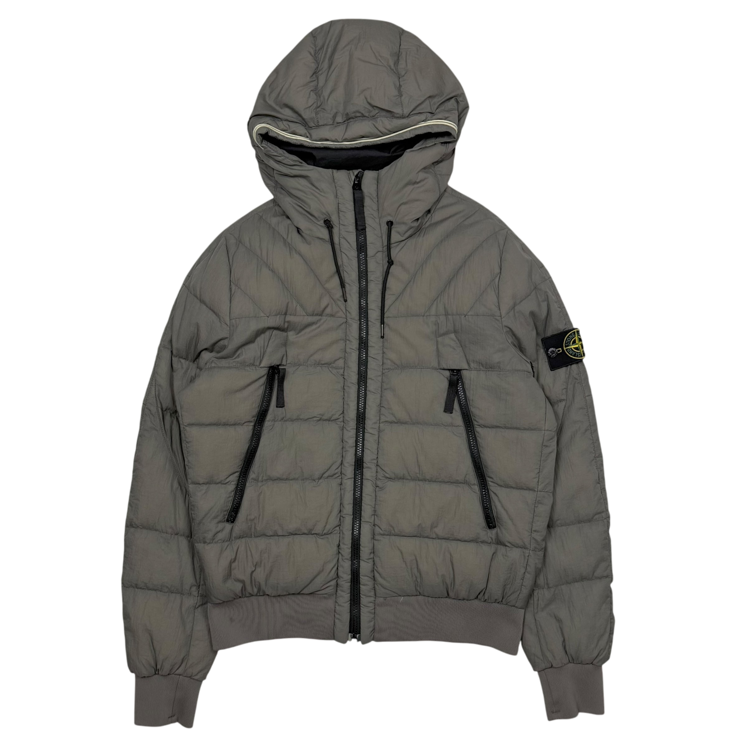 Stone Island AW 2011 Opaque Nylon Tela Down Jacket Grey/Khaki (Size L)