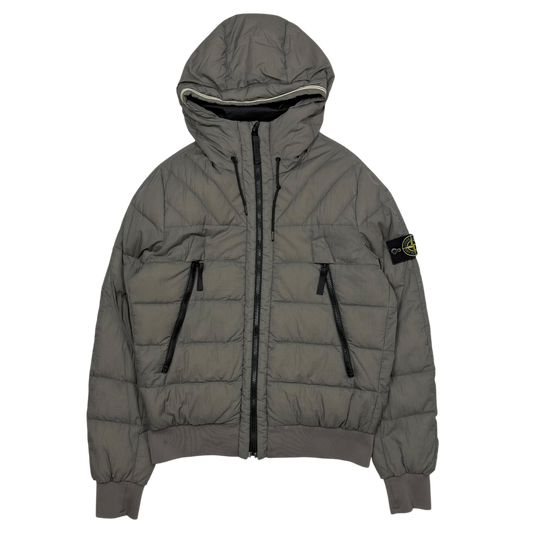 Stone Island AW 2011 Opaque Nylon Tela Down Jacket Grey/Khaki (Size L)