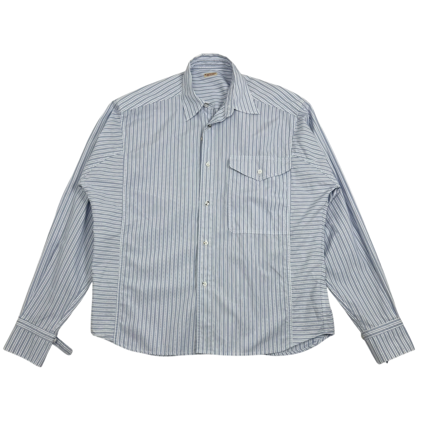 Kapital Cotton Stripe Cabin Work Shirt Blue / White (Size L)