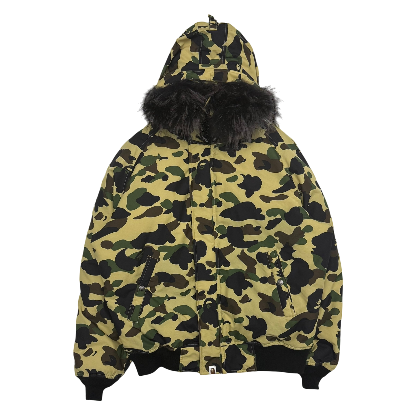 Bape (A Bathing Ape) 1st Camo N-2B Fur-Lined Down Jacket (Size L)