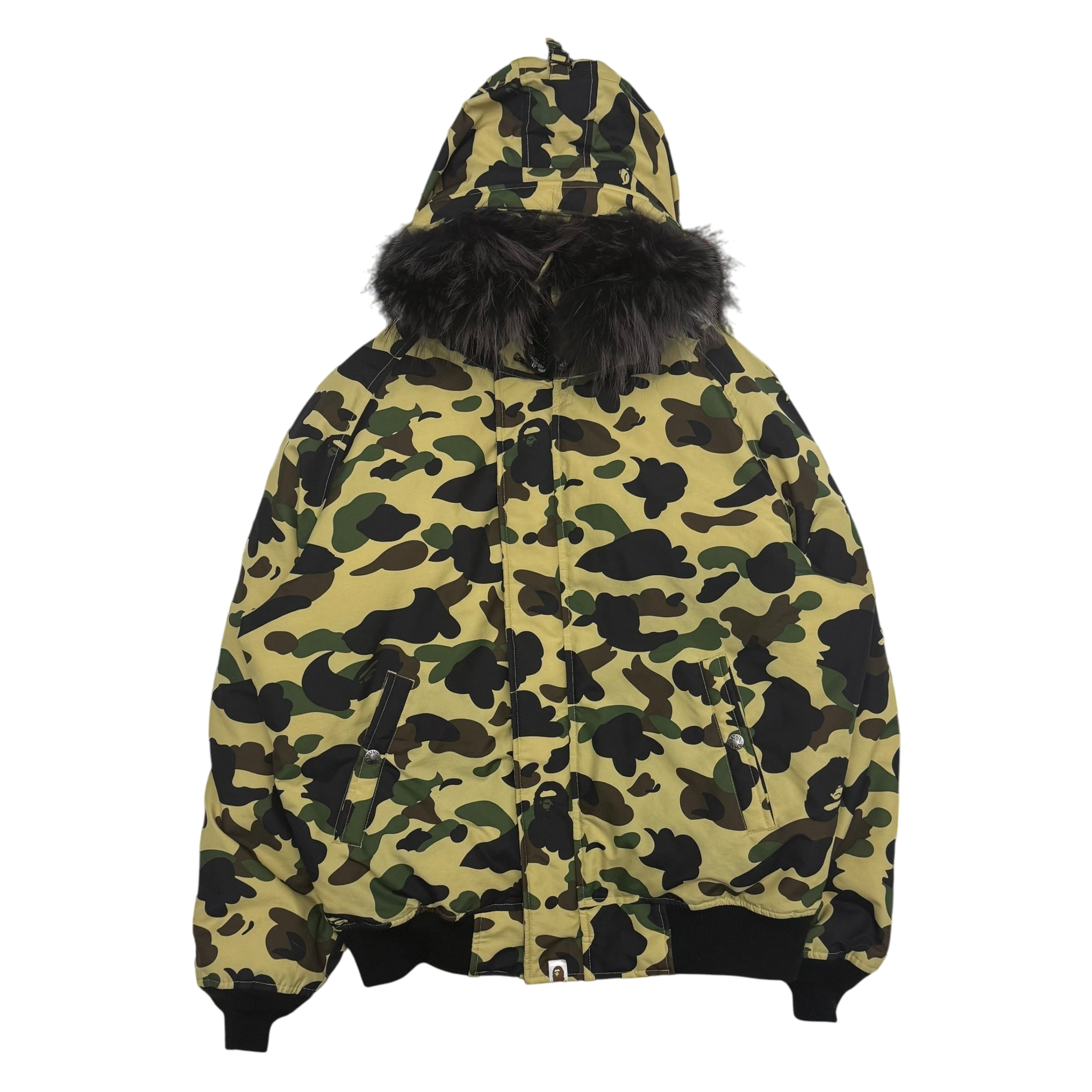 Bape (A Bathing Ape) 1st Camo N-2B Fur-Lined Down Jacket (Size L)