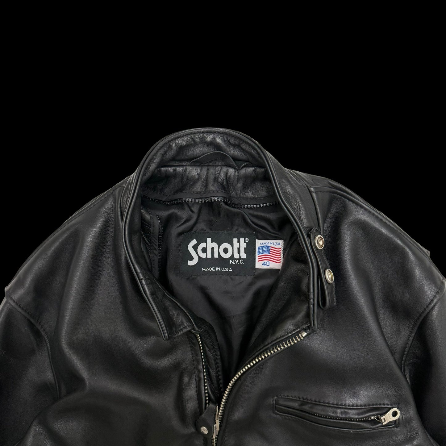 Schott 641 Horsehide Cafe Racer Jacket Black (Fits M-L)