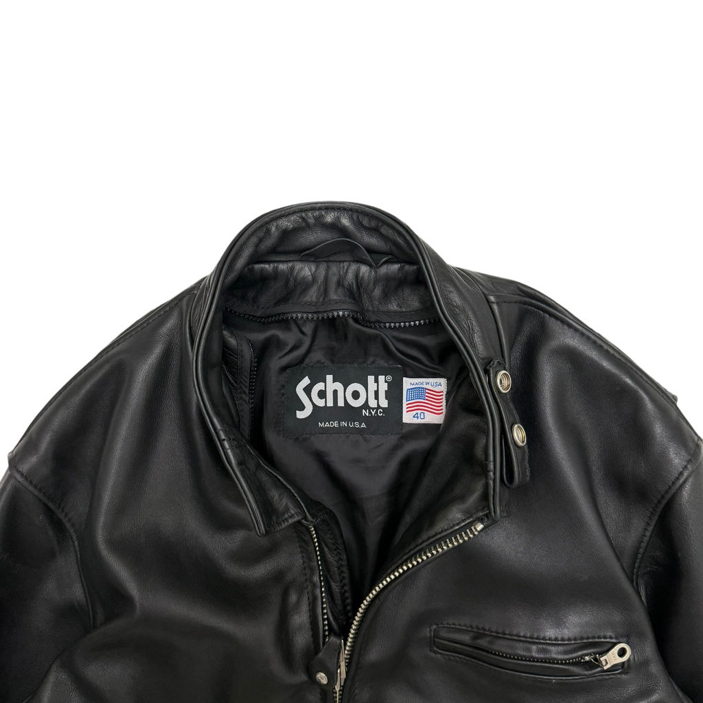 Schott 641 Horsehide Cafe Racer Jacket Black (Fits M-L)