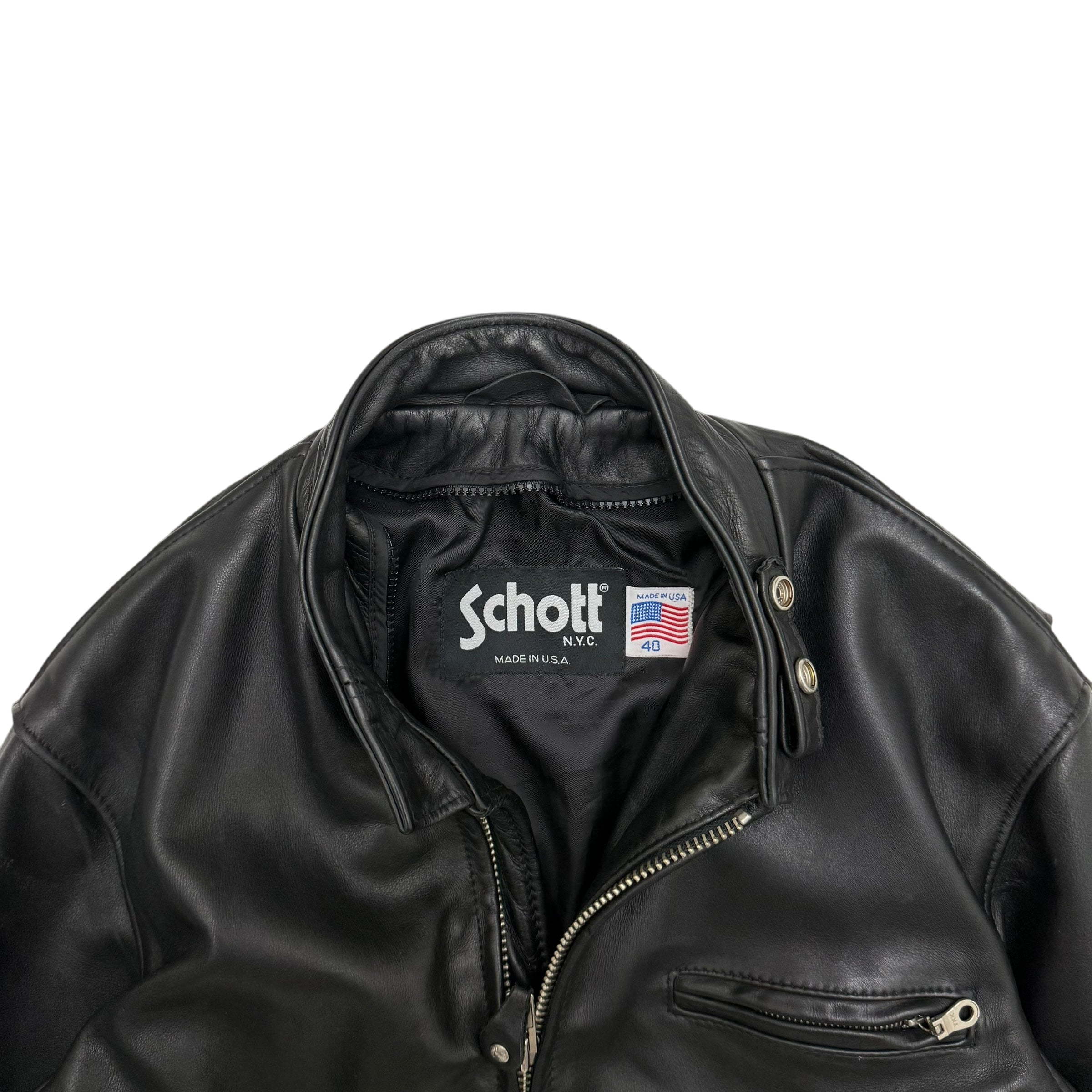 Schott 641 Horsehide Cafe Racer Jacket Black (Fits M-L)
