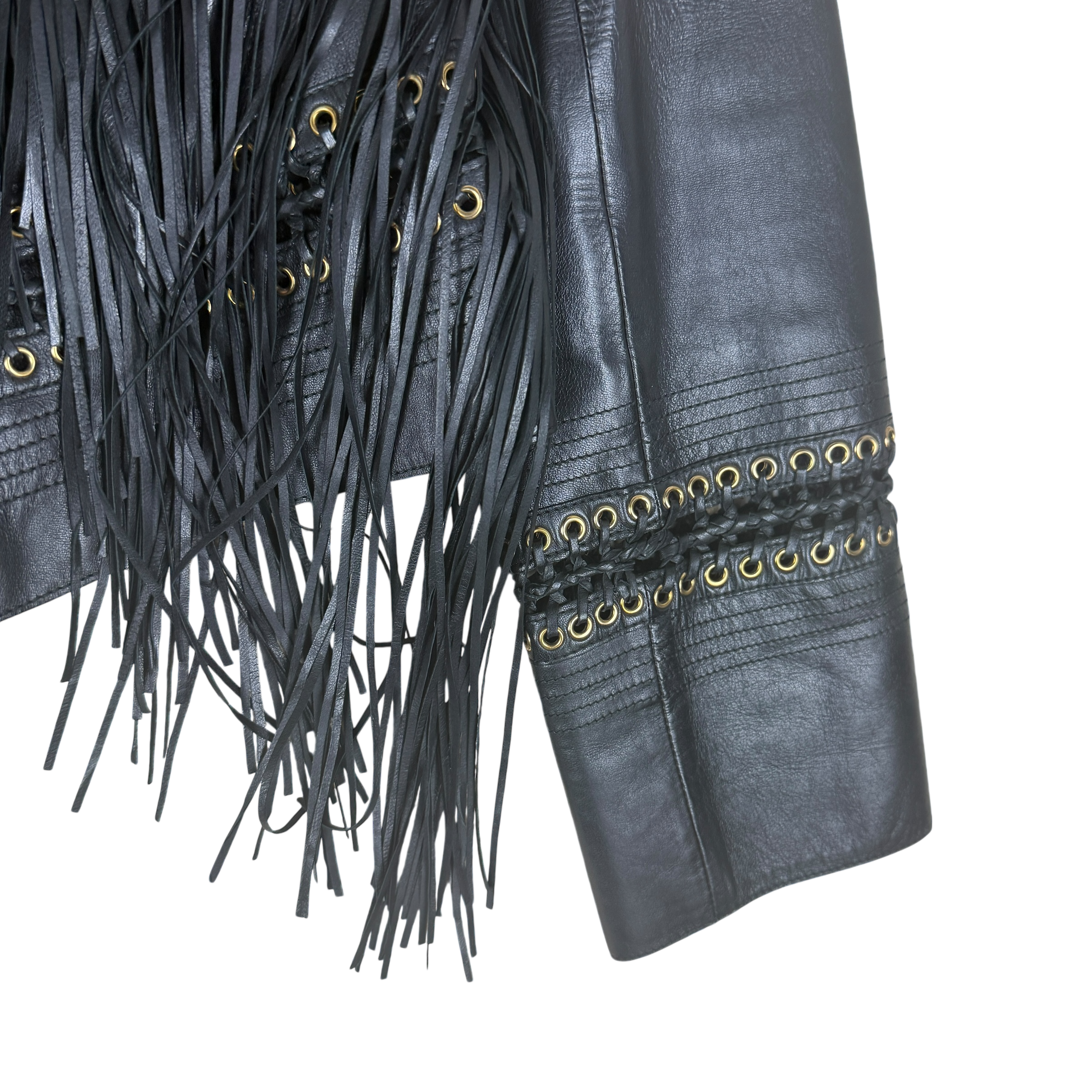 Roberto Cavalli Fringe Leather Jacket (Size 44)