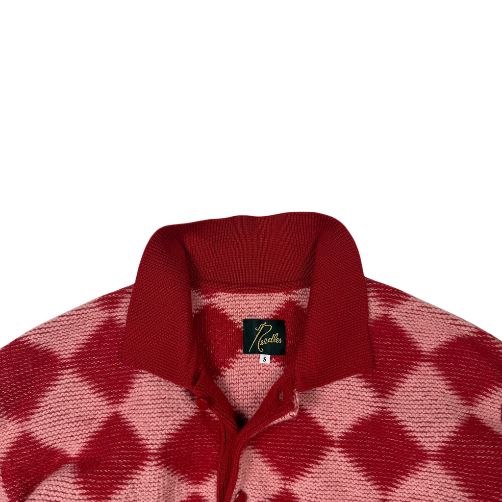 Needles AW20 Polo Argyle Checkered Wool Sweatshirt Red (Size S)