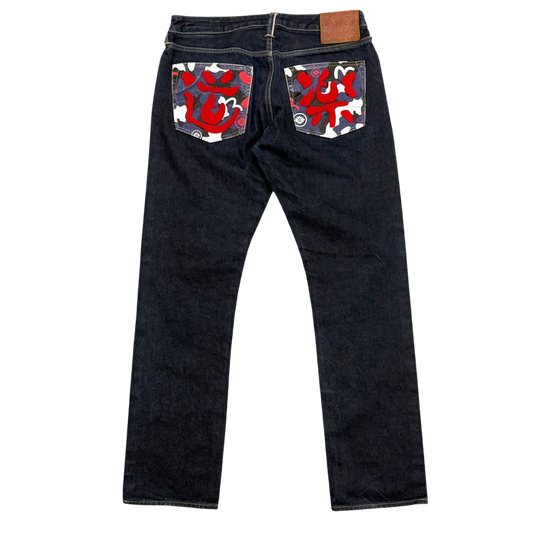 Evisu Camo Seagull Applique Jeans (Size 32”)