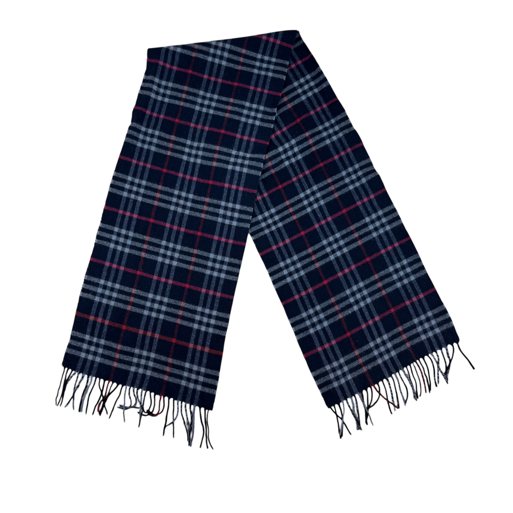 Burberry 90s Wool Nova Check Scarf Navy