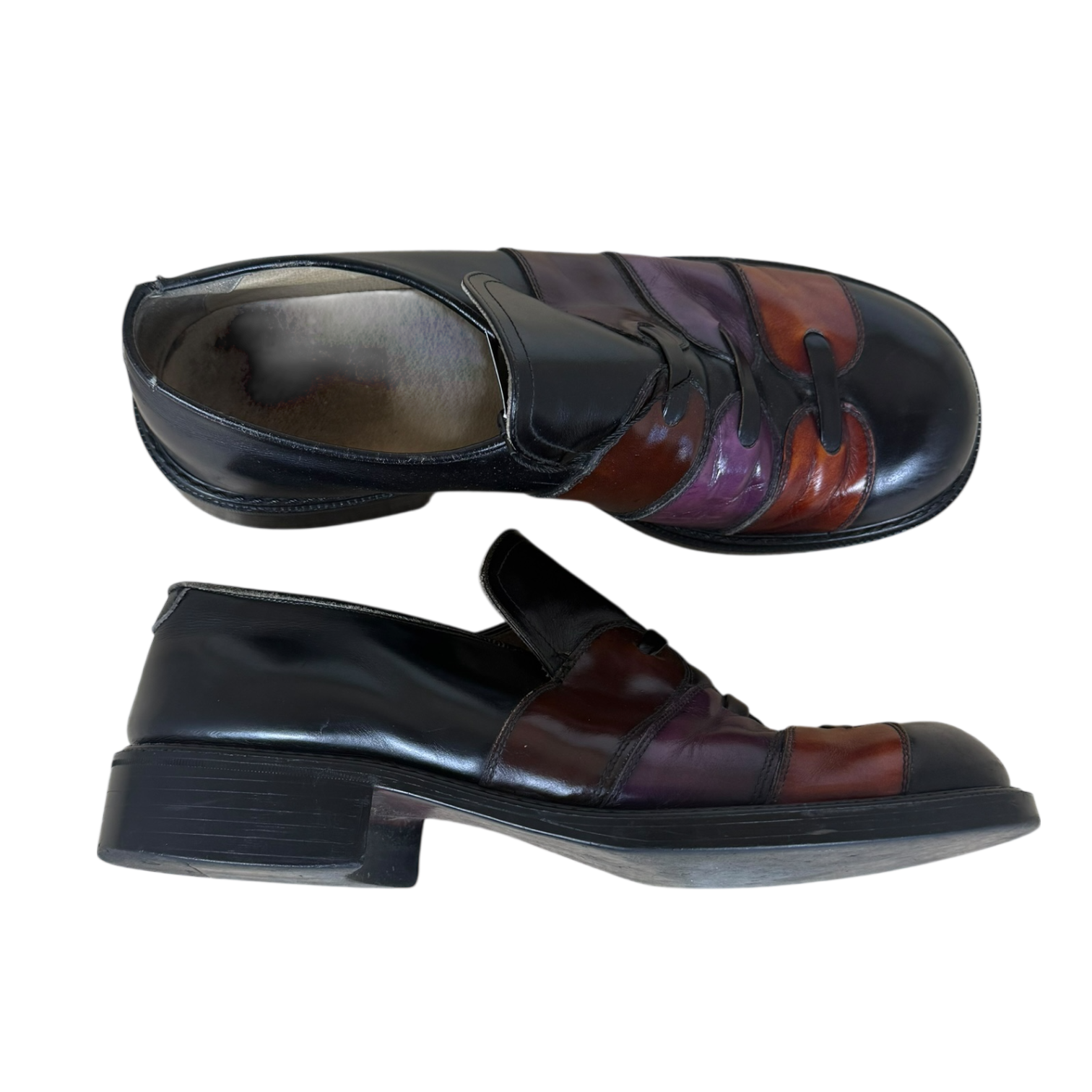 1970s Leather Patterned Loafers Black/Multi (EU45/US11-12)