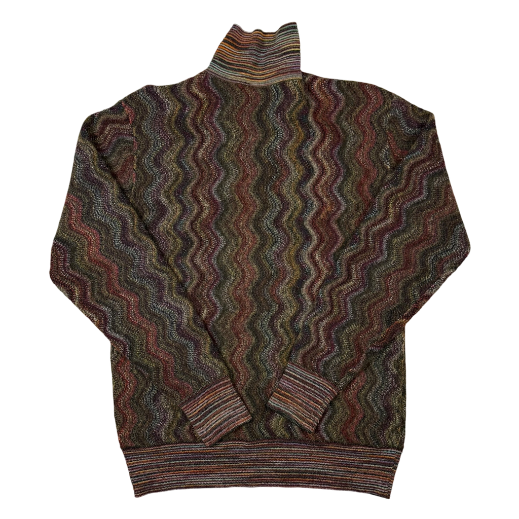 Missoni Vintage Polo Wool Knit Sweatshirt Multicolour (Size L)
