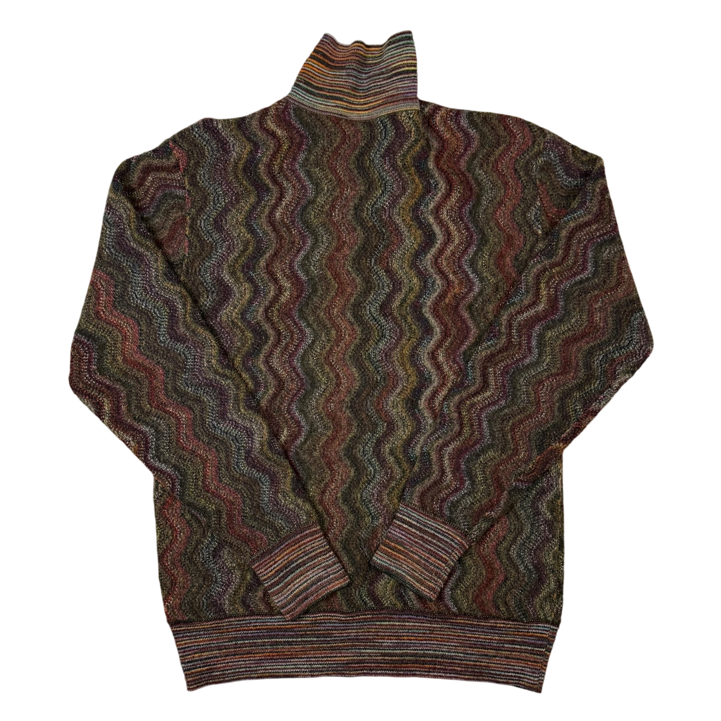 Missoni Vintage Polo Wool Knit Sweatshirt Multicolour (Size L)