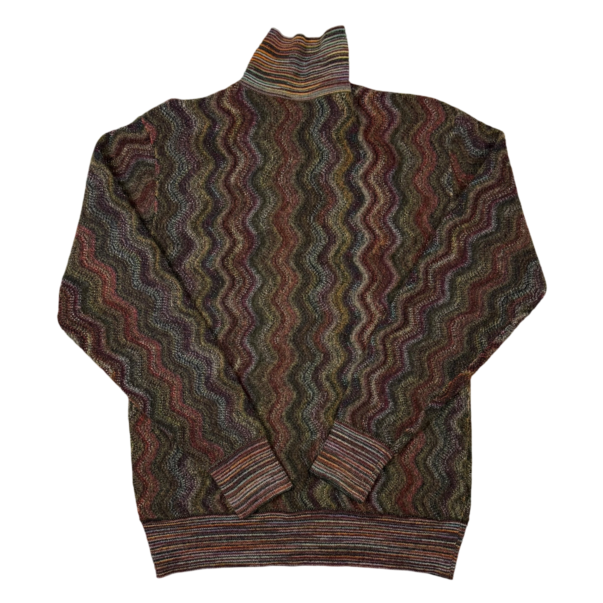 Missoni Vintage Polo Wool Knit Sweatshirt Multicolour (Size L)
