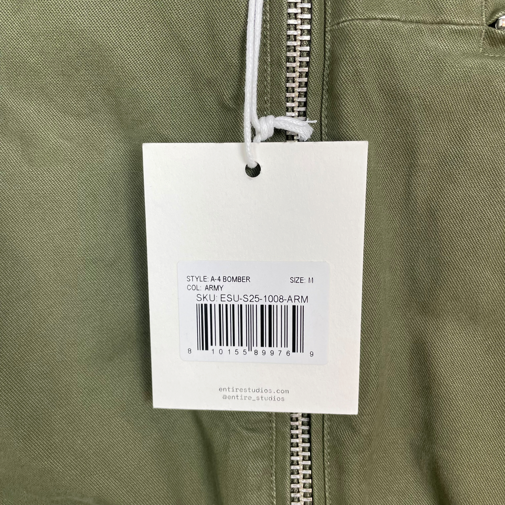 Entire Studios SS25 A-4 Bomber Jacket Khaki Green (Size M)