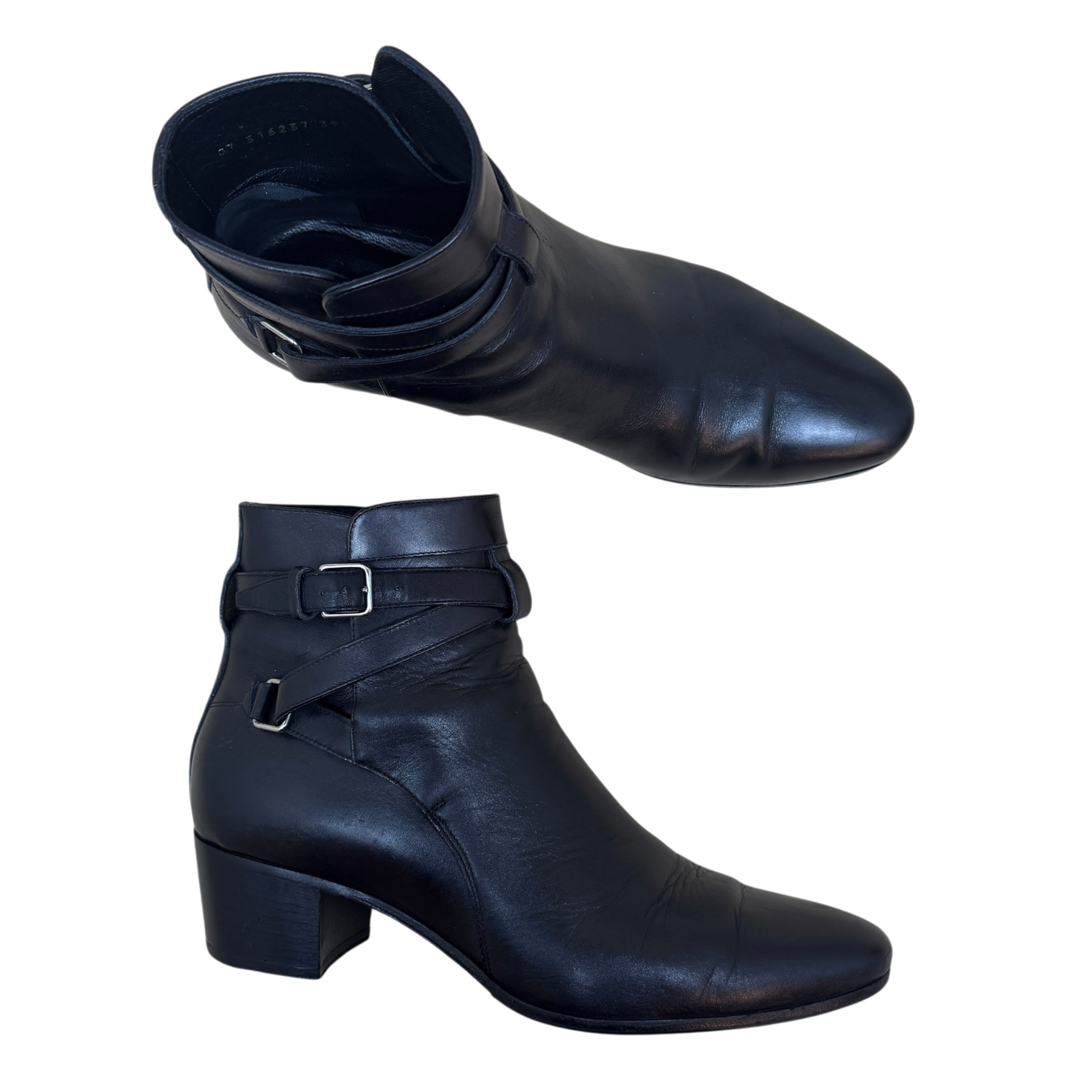 Saint Laurent Pointed Toe Leather Ankle Boots Black (Size EU39.5)