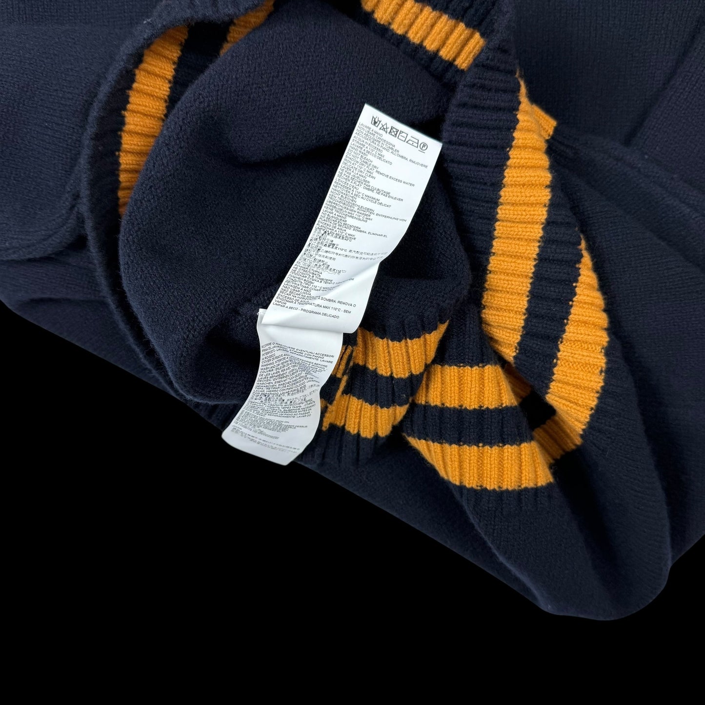 Maison Margiela AW21 Oversized  V-Neck Wool Sweatshirt Navy / Gold (Size M)
