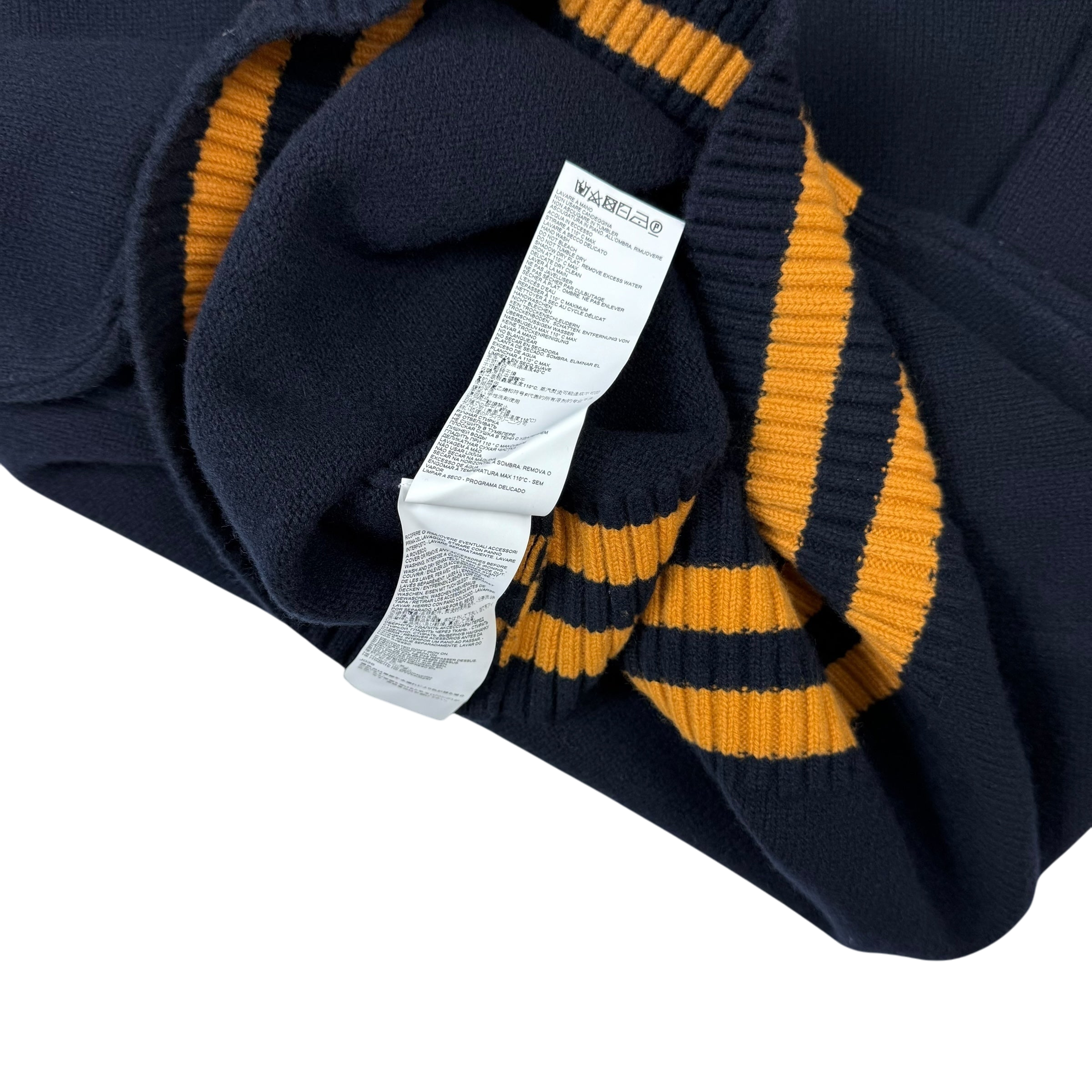 Maison Margiela AW21 Oversized  V-Neck Wool Sweatshirt Navy / Gold (Size M)