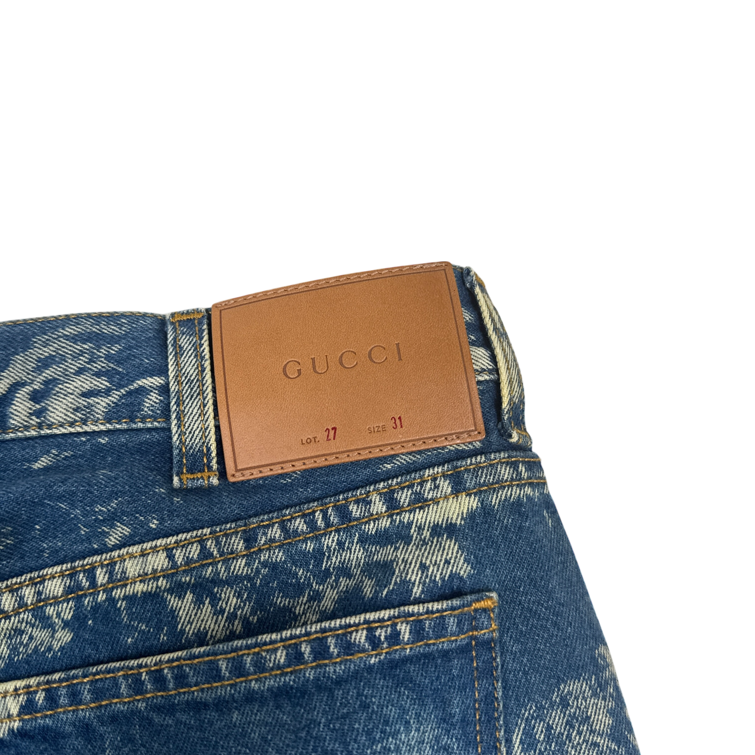 Gucci Studded Bleached Slim Fit Jeans (Size 31)