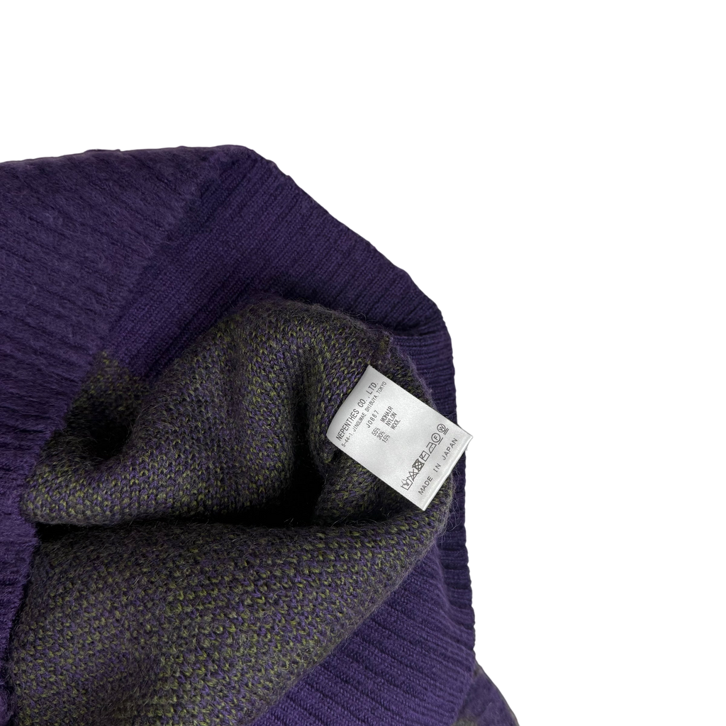 SOUTH2 WEST8 Mohair Blend Loose Fit V-Neck Sweatshirt Purple / Green (Size S)