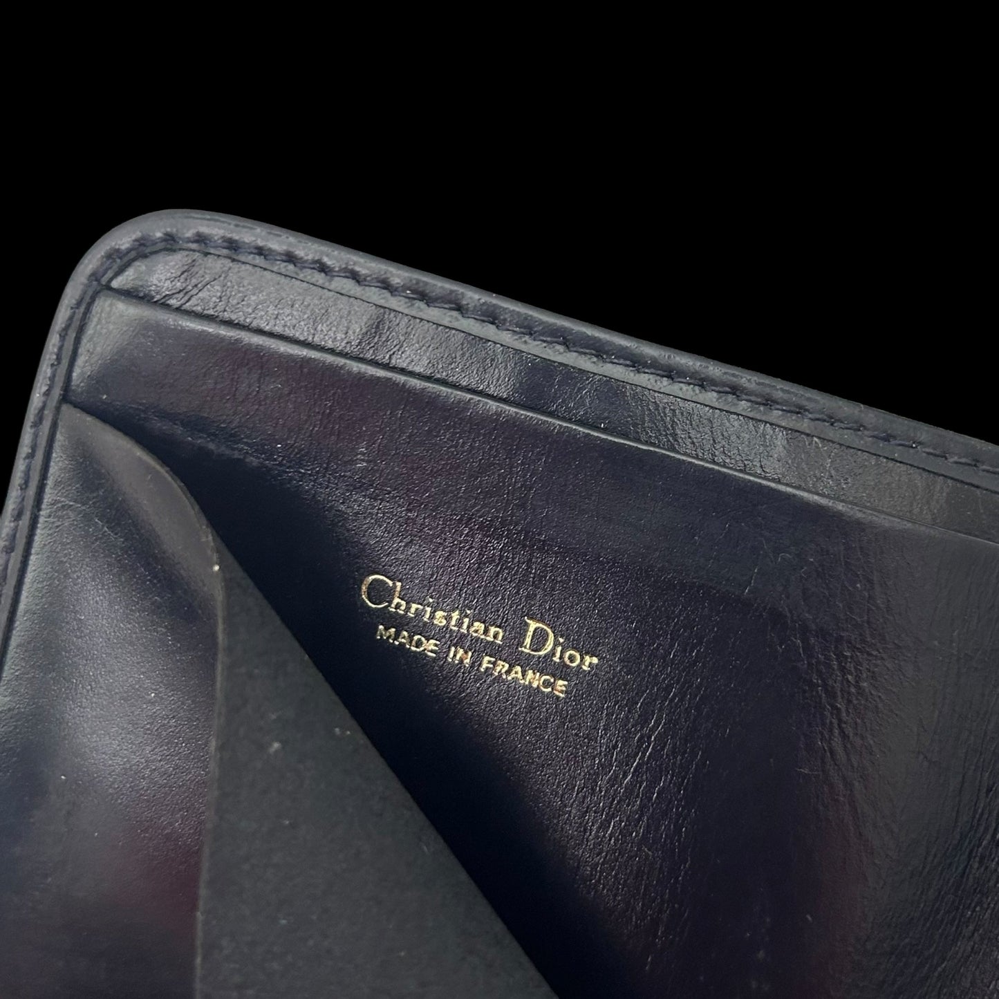 Christian Dior Oblique Trotter Bifold Wallet Navy / Beige