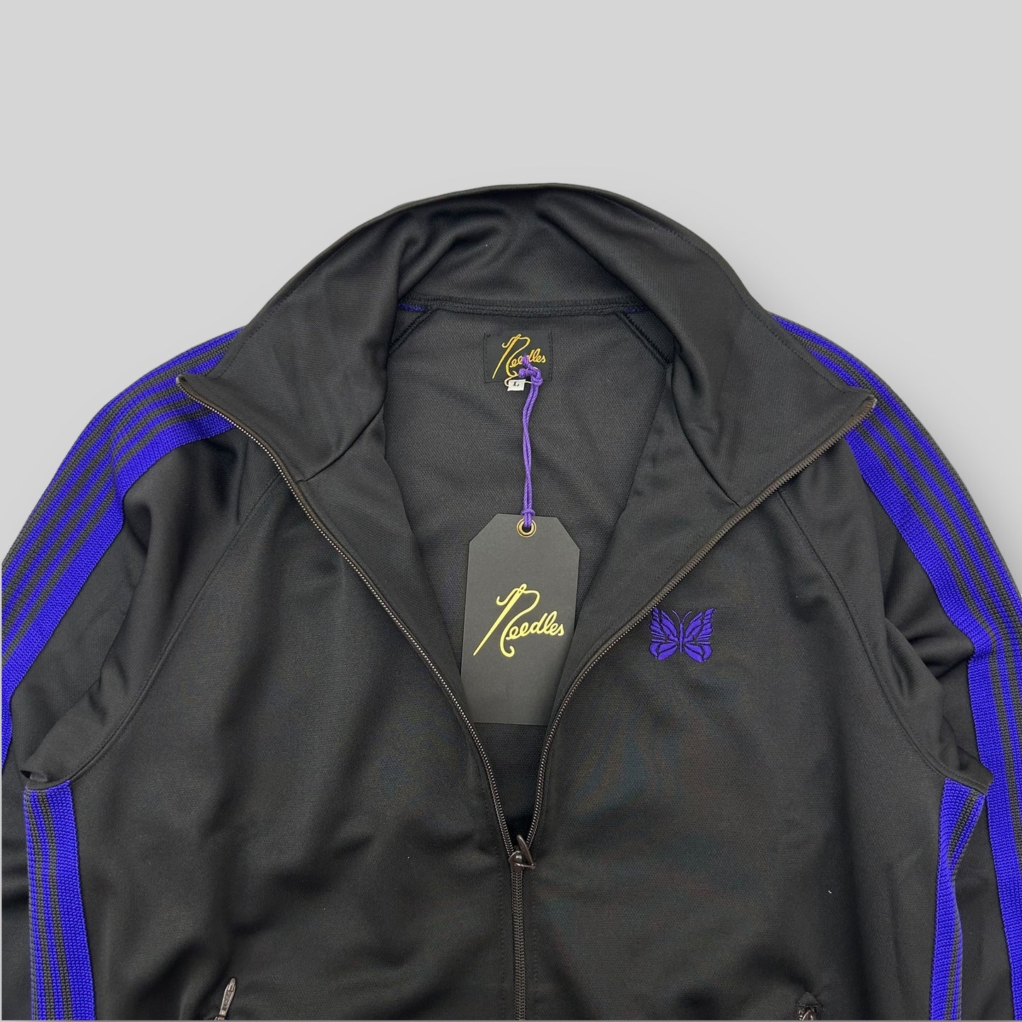 Needles Poly Smooth Track Jacket Black/Purple (Size L)