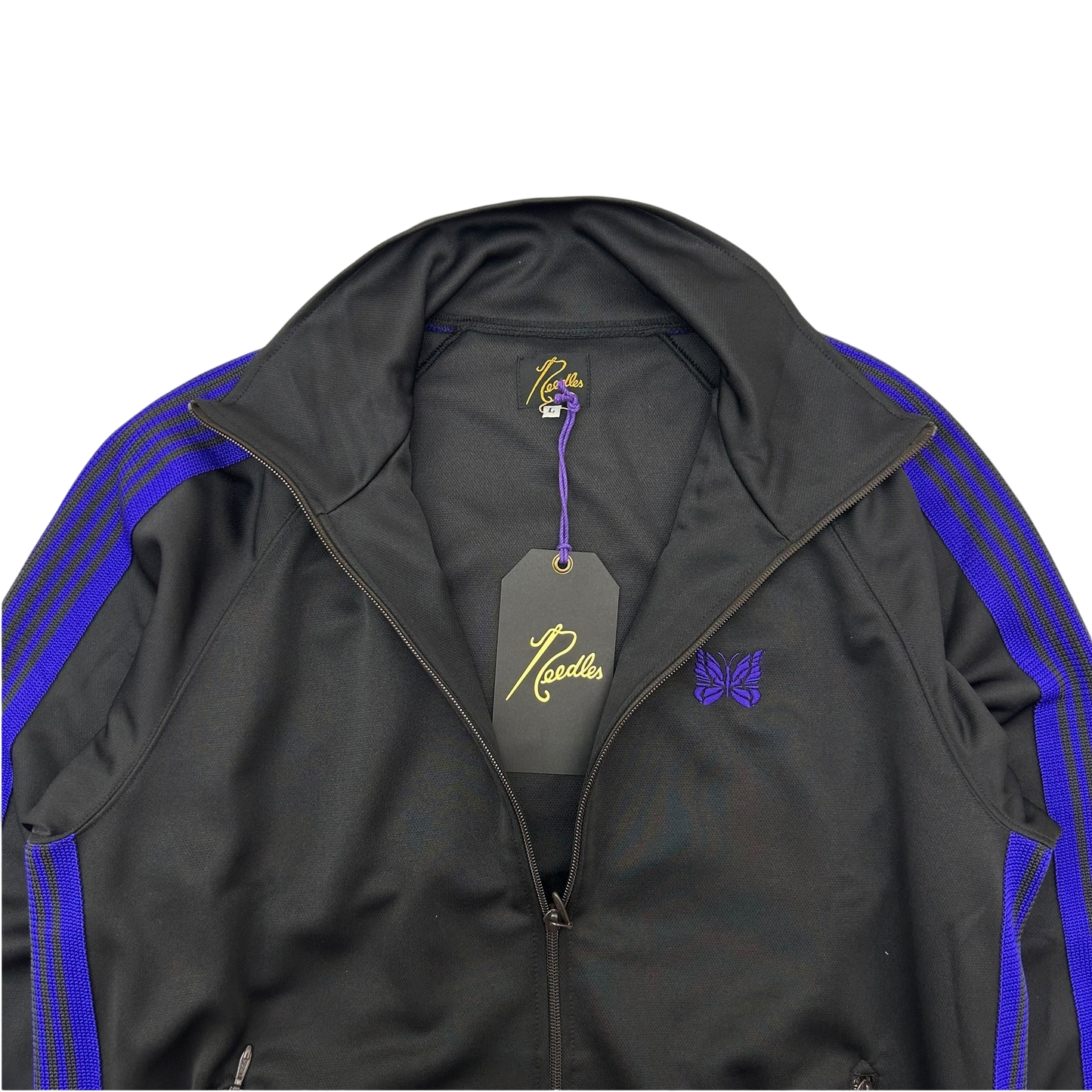 Needles Poly Smooth Track Jacket Black/Purple (Size L)