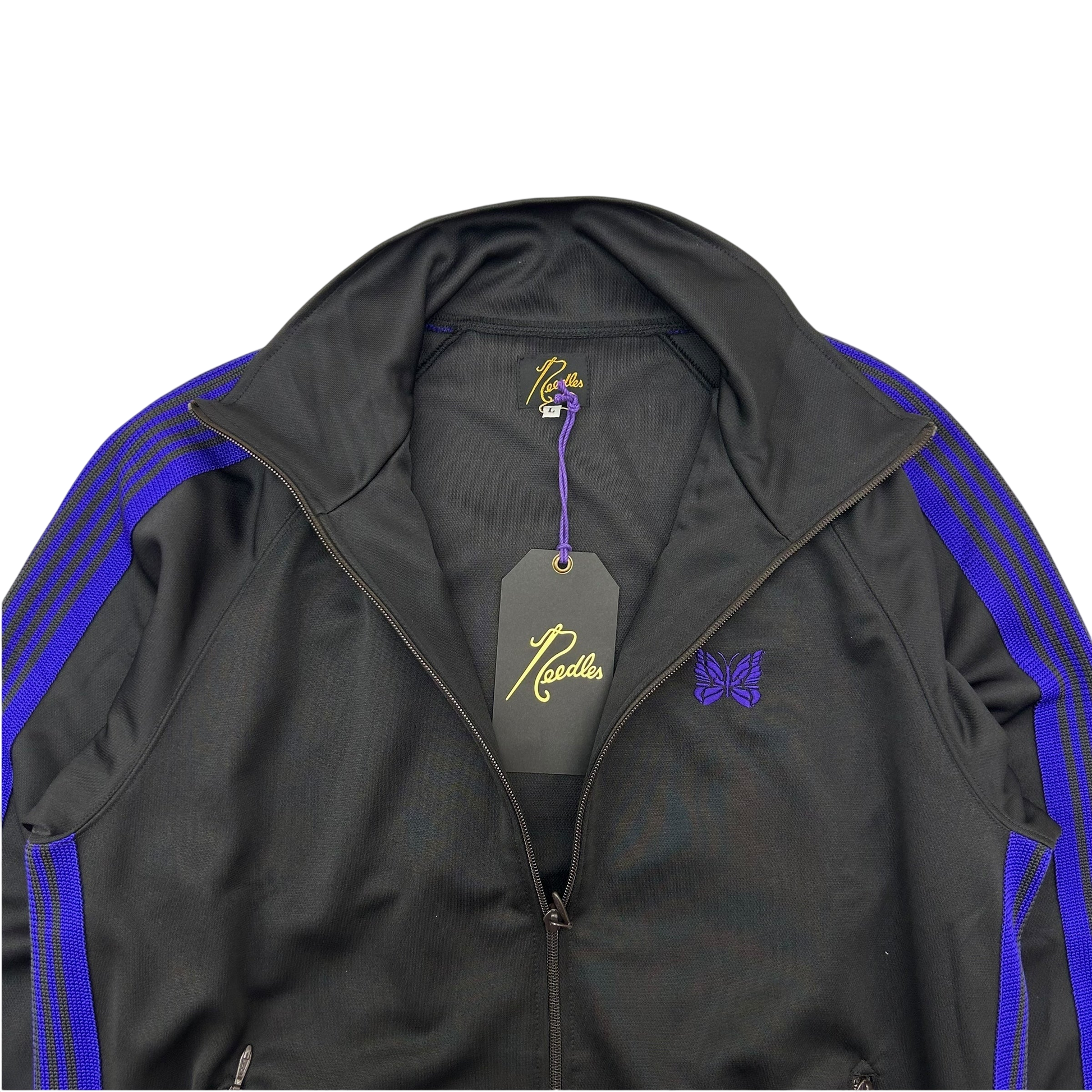Needles Poly Smooth Track Jacket Black/Purple (Size L)