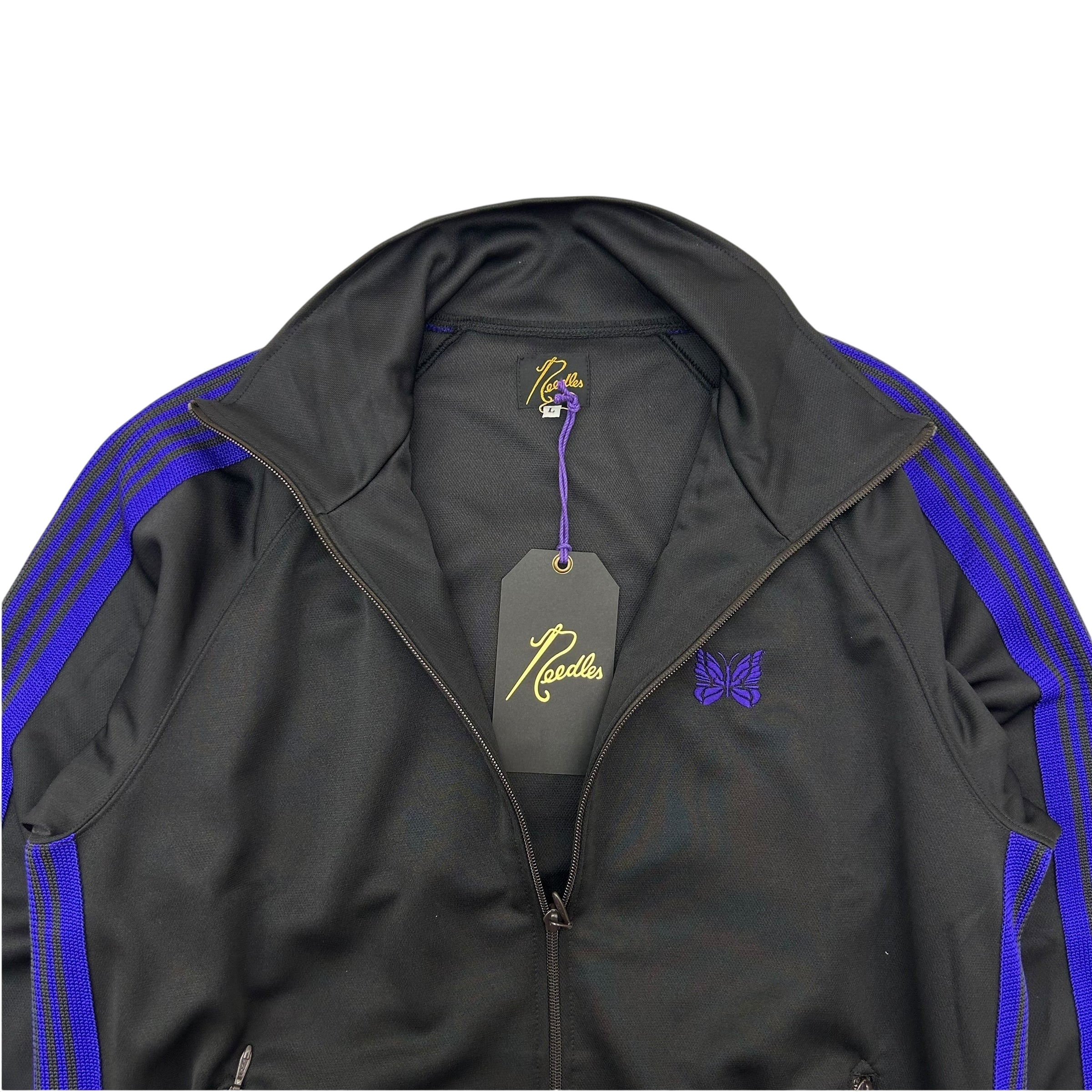 Needles Poly Smooth Track Jacket Black/Purple (Size L)