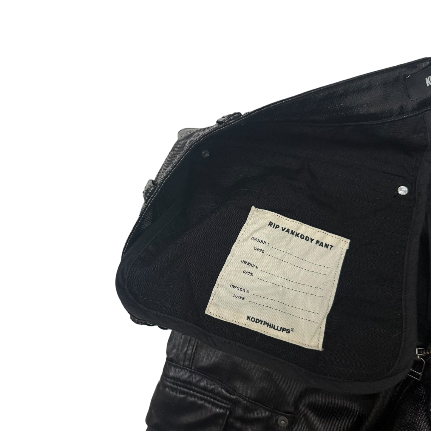 Kody Phillips Rip Van Kody Waxed Black Cargo Pants (Size 34”)