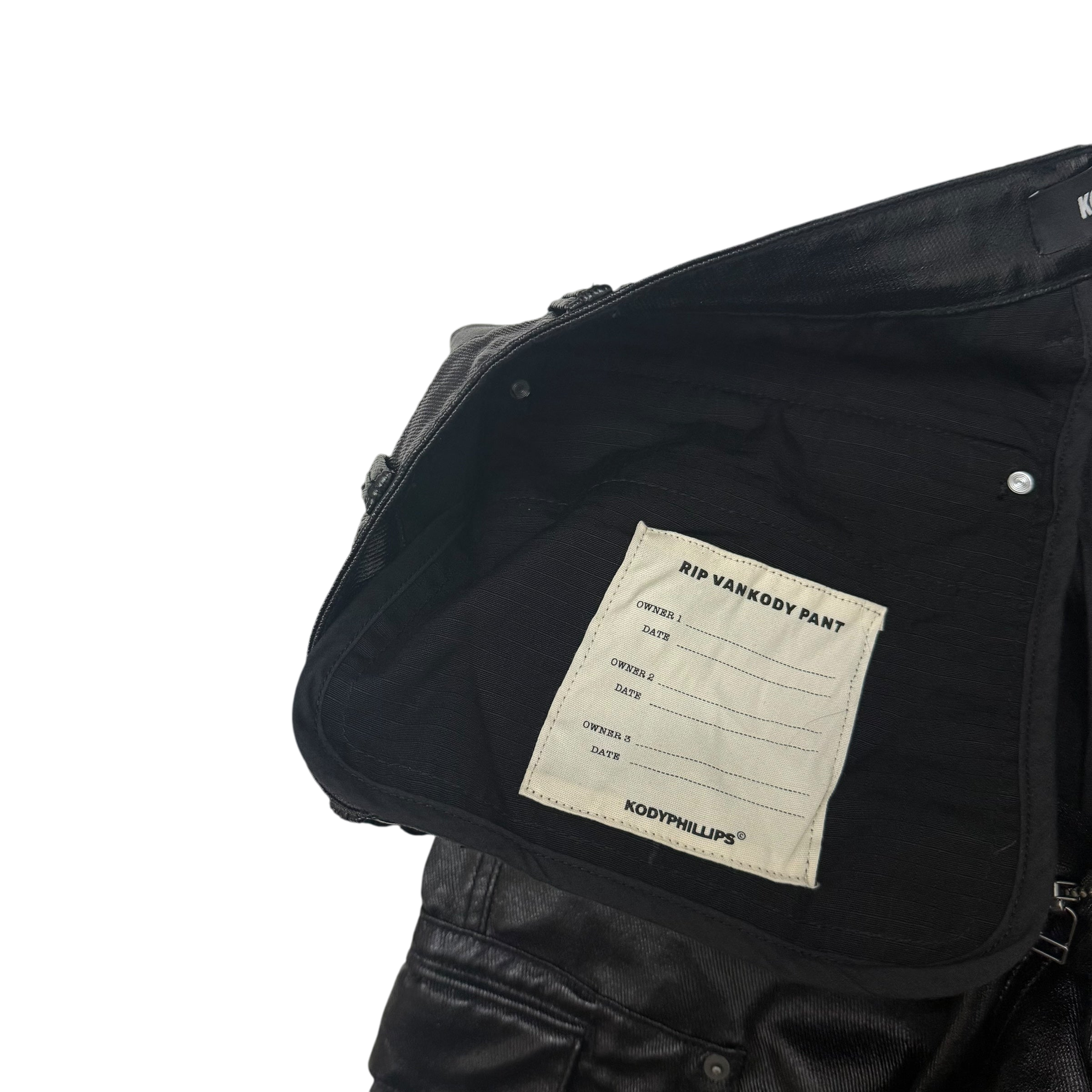Kody Phillips Rip Van Kody Waxed Black Cargo Pants (Size 34”)