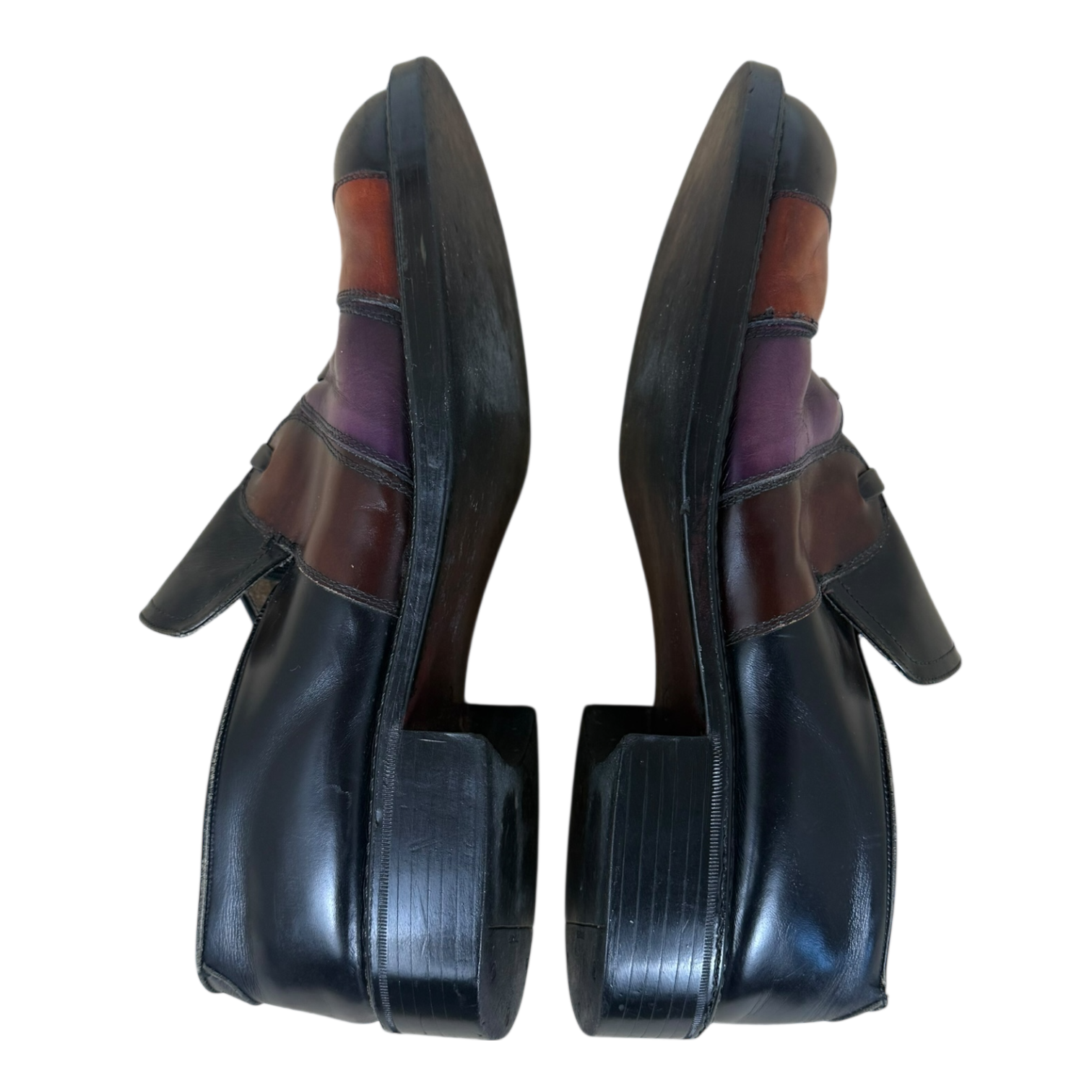 1970s Leather Patterned Loafers Black/Multi (EU45/US11-12)