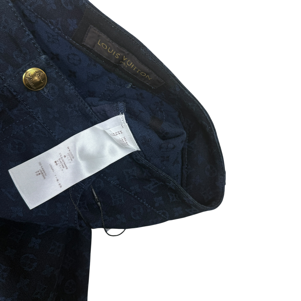 Louis Vuitton Monogram Lambskin Trim Capri Denim Pants Navy (Size 36)