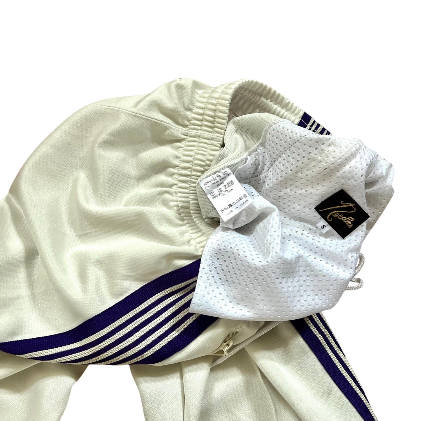 Needles Cream / Purple Poly Smooth Track Pants (Size S)