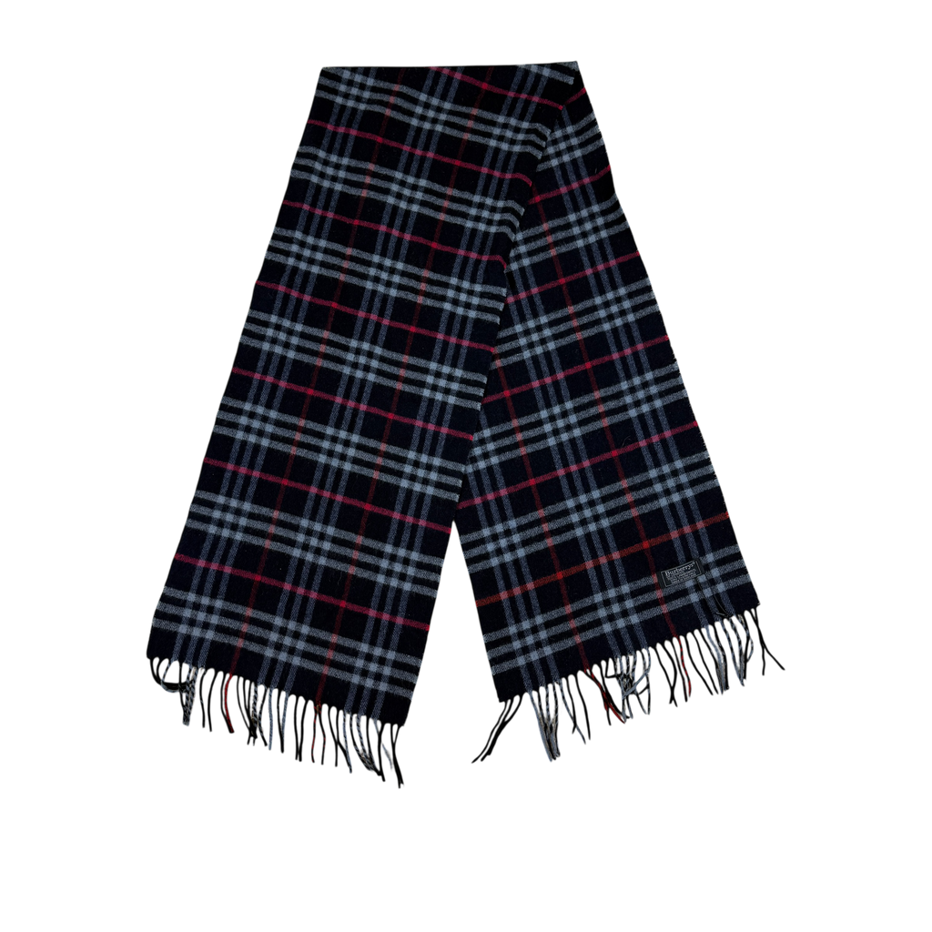Burberry 90s Wool Nova Check Scarf Navy