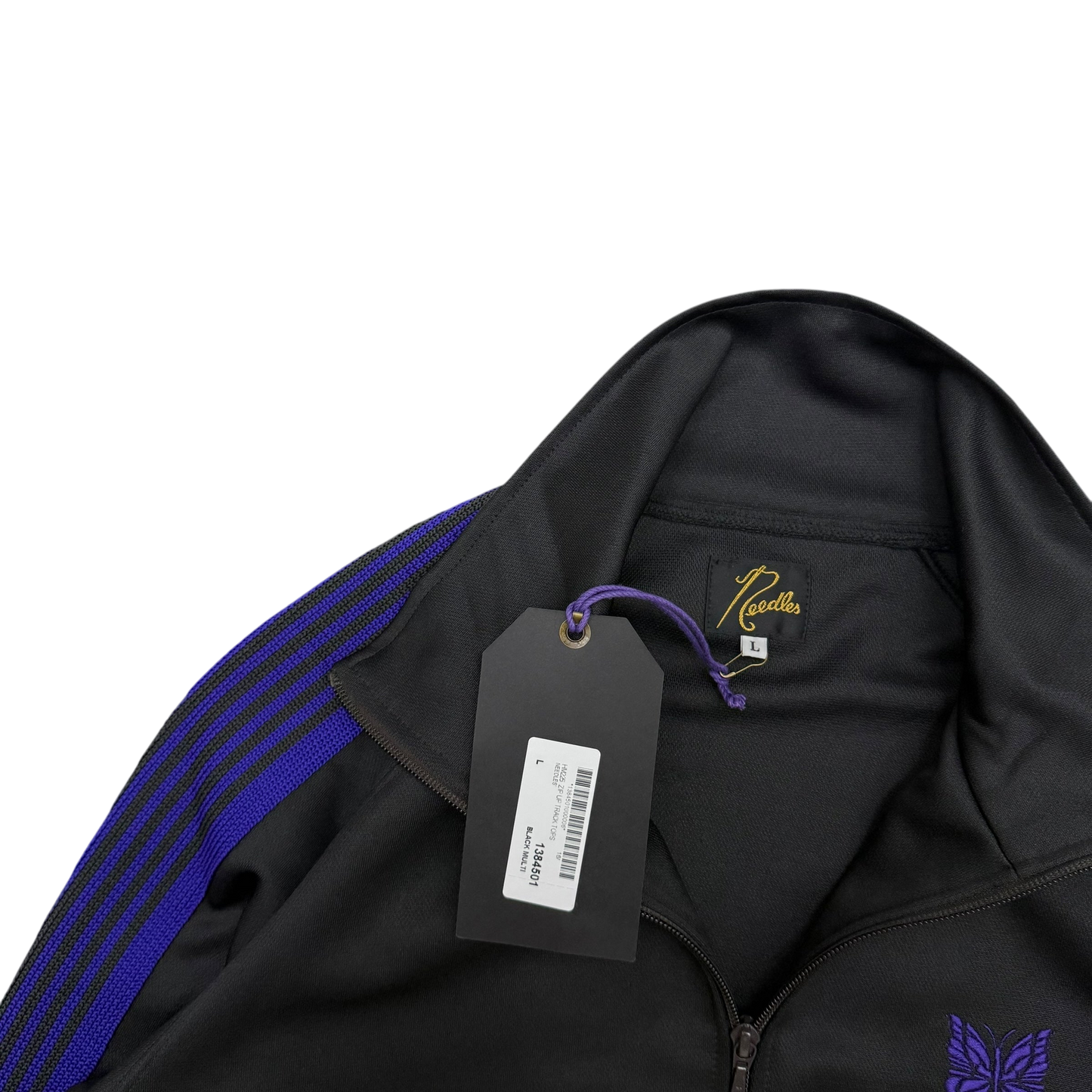 Needles Poly Smooth Track Jacket Black / Purple (Size L)