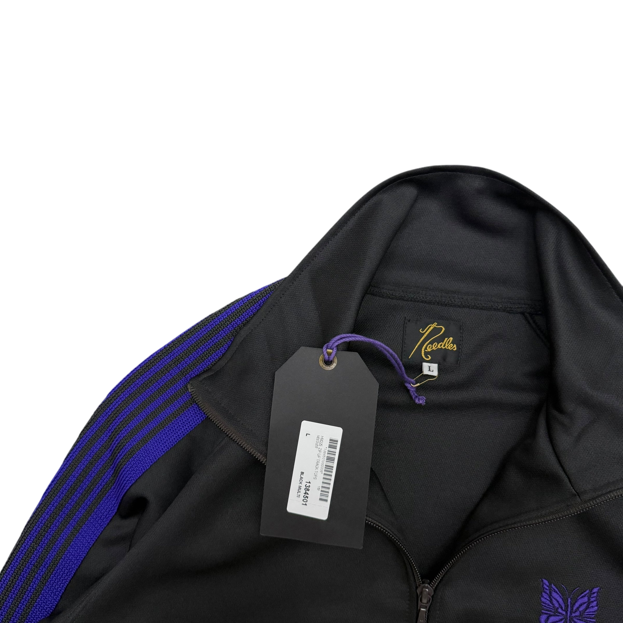 Needles Poly Smooth Track Jacket Black / Purple (Size L)