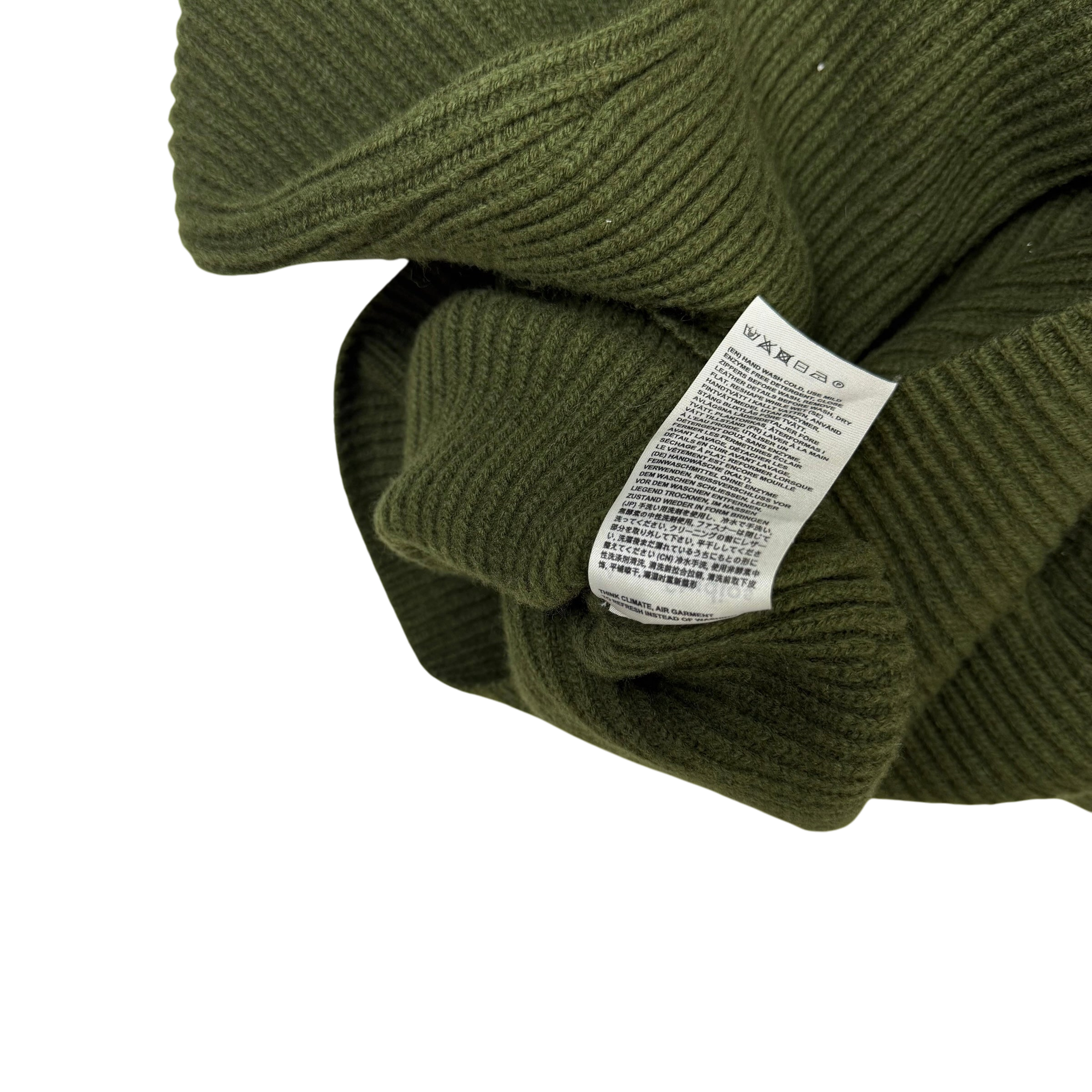 Acne Studios Fisherman Wool Blend Knit Quarter-Zip Sweatshirt Hunter Green (fits S-M)