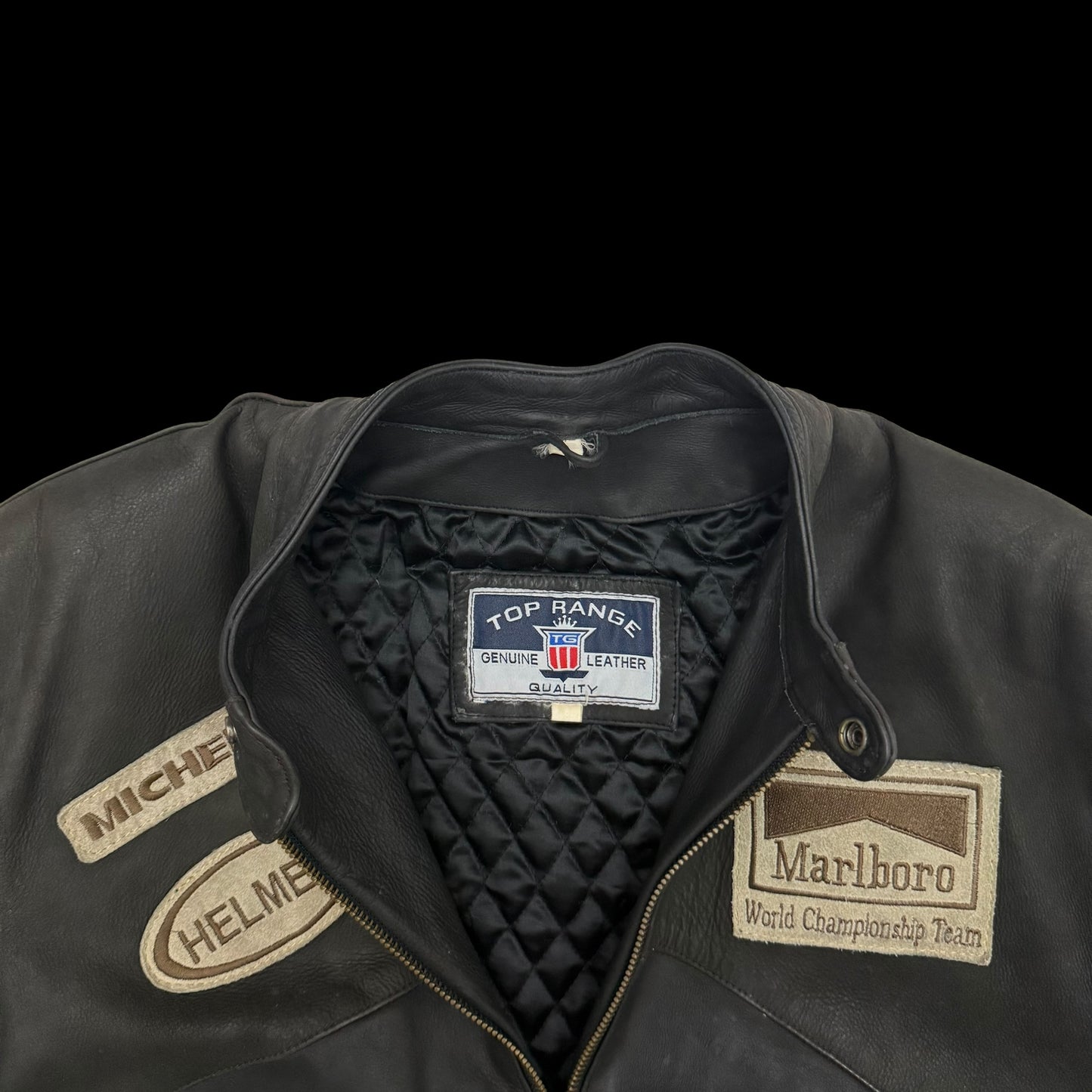 Marlboro 90s Leather Racing Jacket Black (fits L)