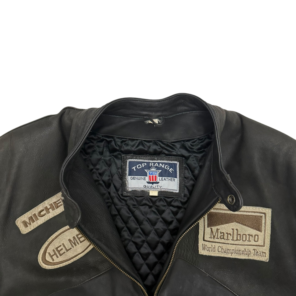 Marlboro 90s Leather Racing Jacket Black (fits L)