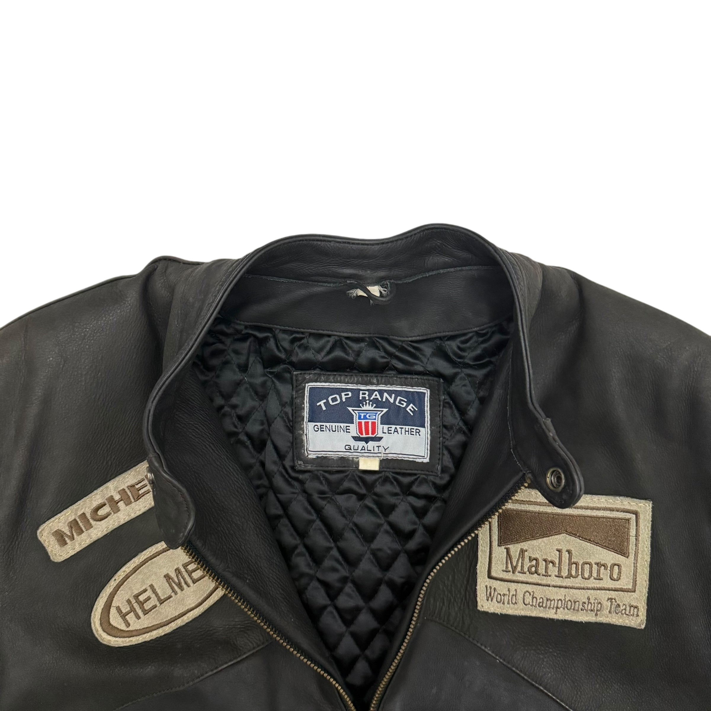 Marlboro 90s Leather Racing Jacket Black (fits L)