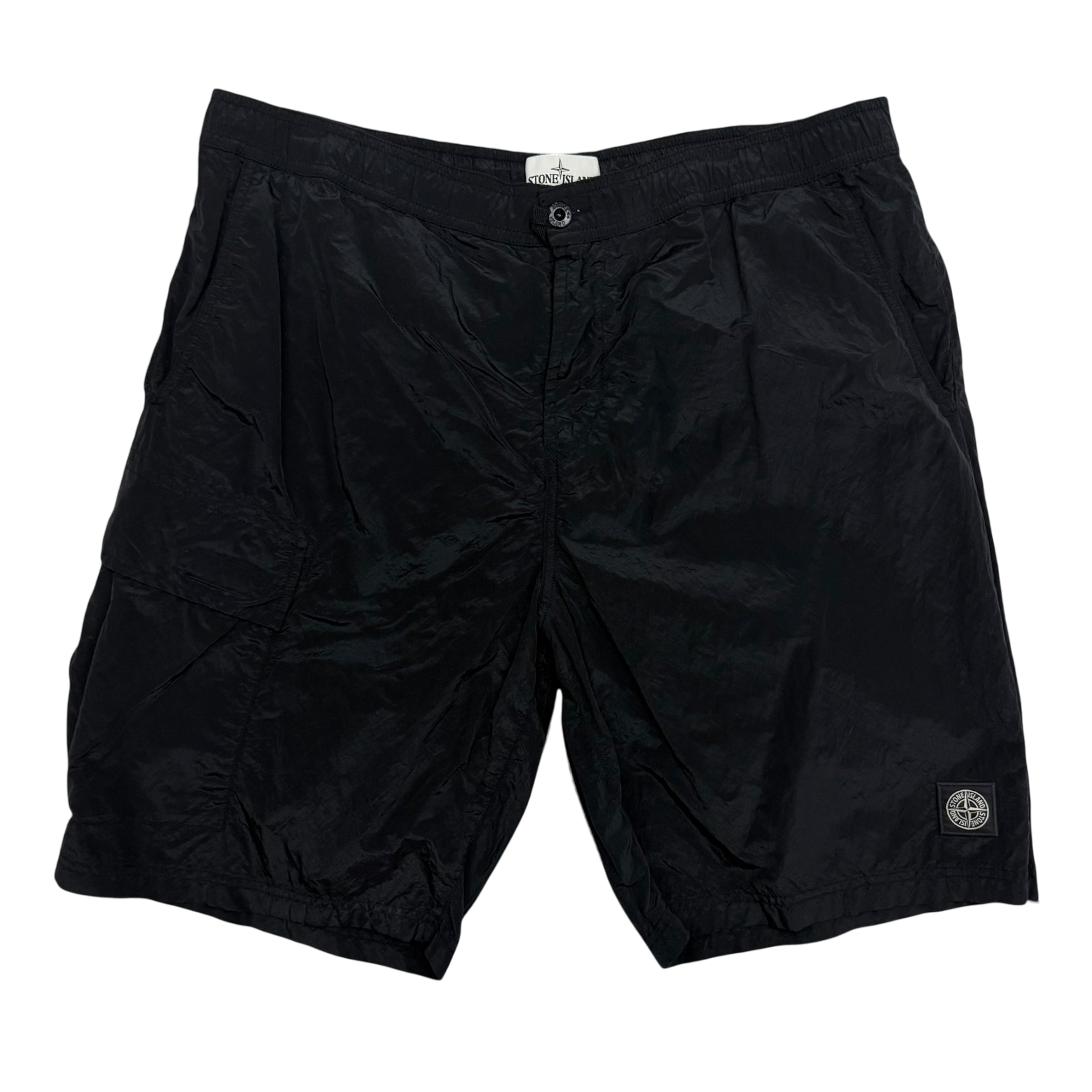 Stone Island Logo Patch Nylon Metal Shorts Black (Size XL)