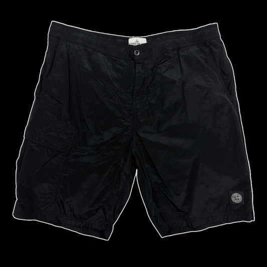 Stone Island Logo Patch Nylon Metal Shorts Black (Size XL)