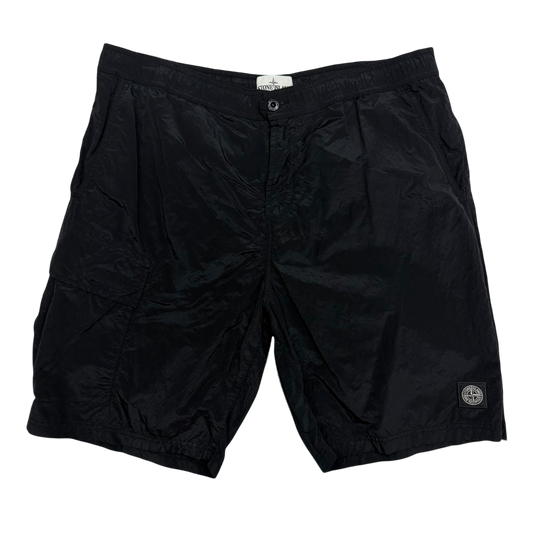 Stone Island Logo Patch Nylon Metal Shorts Black (Size XL)