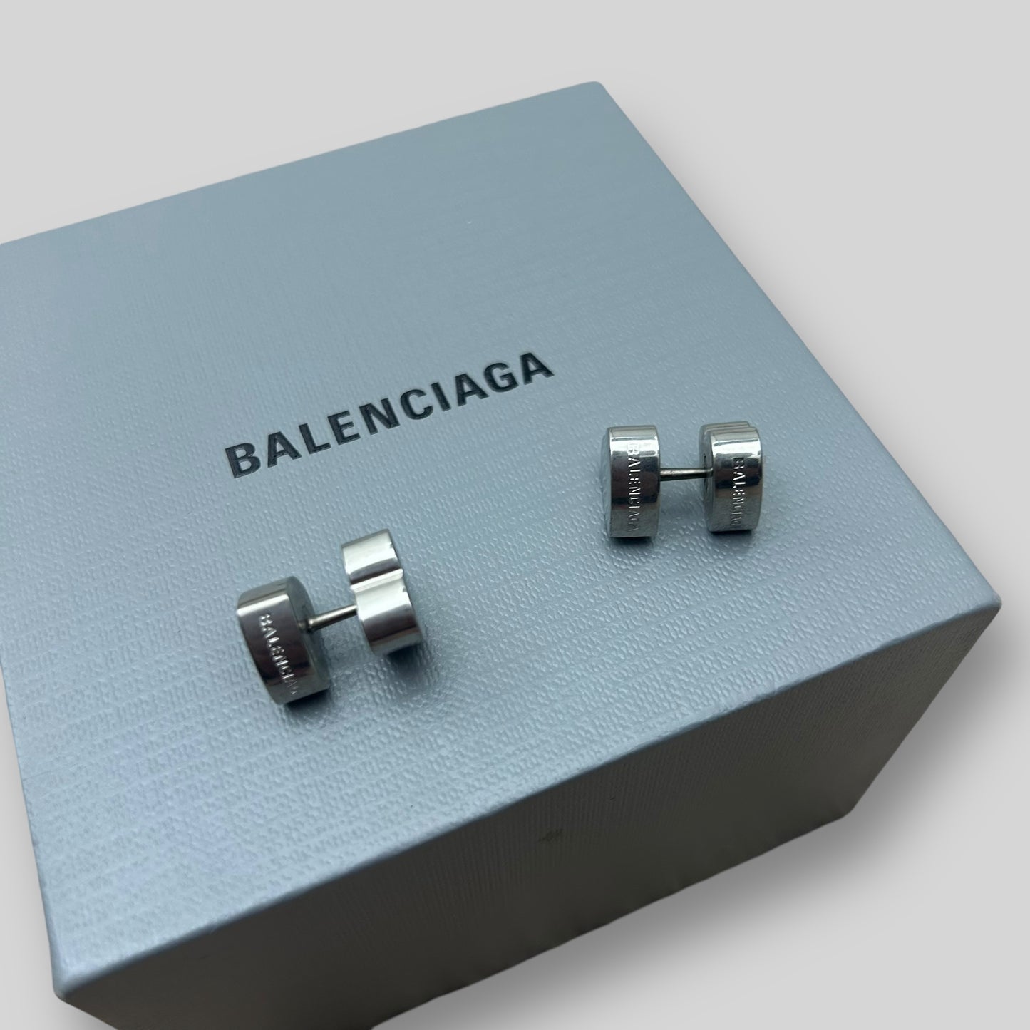 Balenciaga Logo-Engraved Heart Earrings 925 Silver