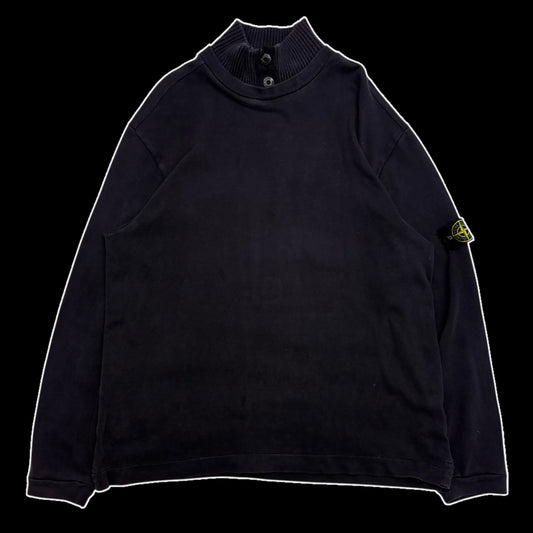Stone Island 90s Collared Sweatshirt Navy (Fits XL-XXL)