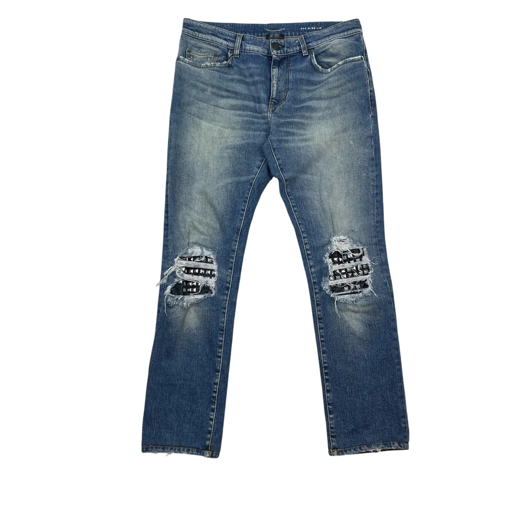 Saint Laurent SS17 ‘D02’ Patch Studded Denim Skinny Jeans (Size 32”)