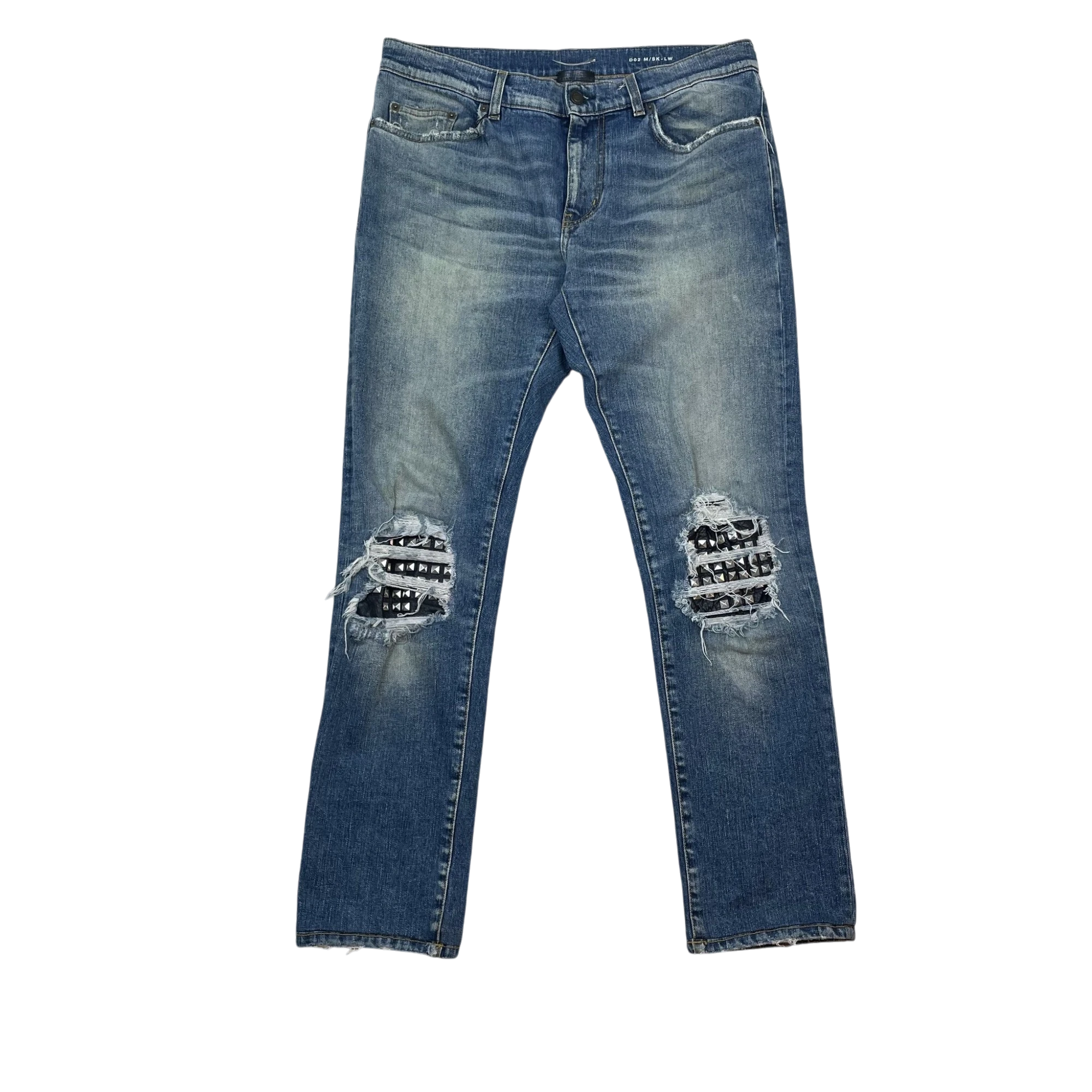 Saint Laurent SS17 ‘D02’ Patch Studded Denim Skinny Jeans (Size 32”)