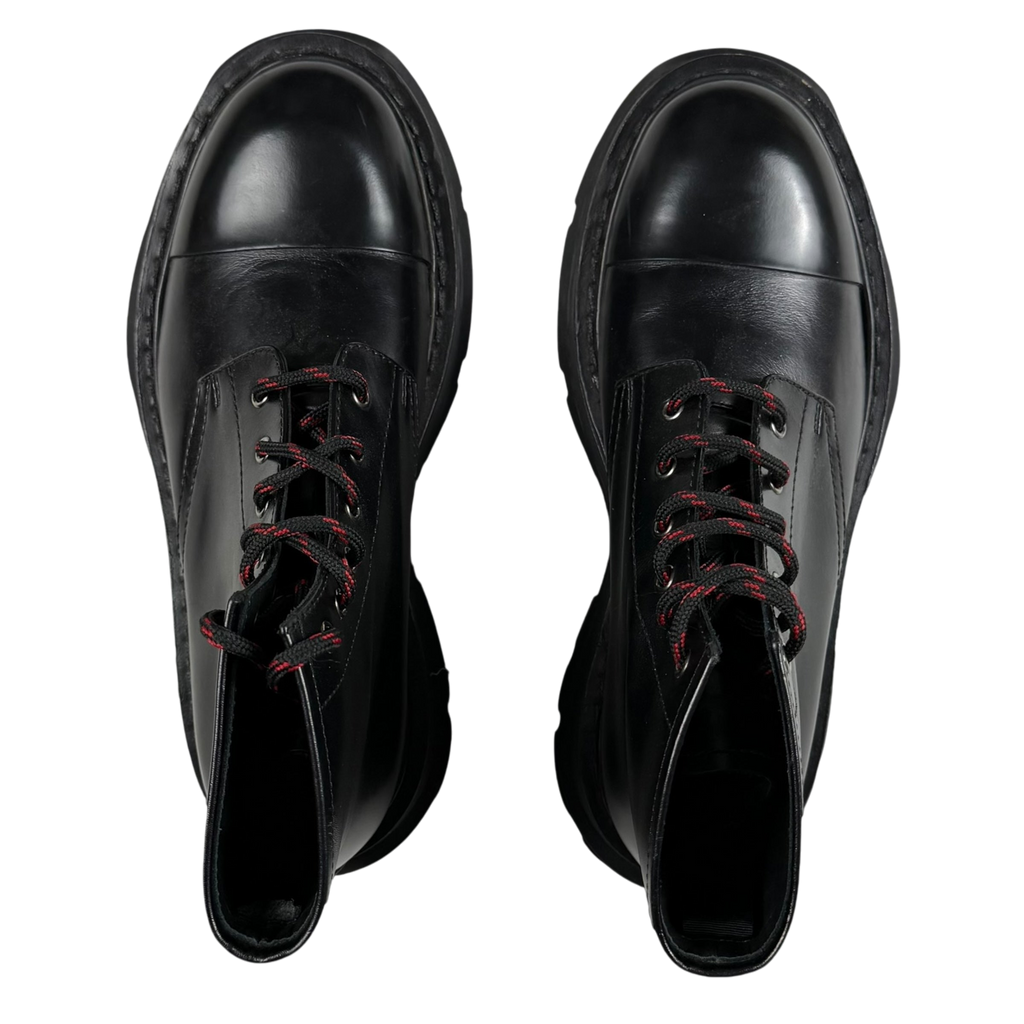 Alexander McQueen Oversized Sole Combat Leather Boots Black (fits US8.5-9)