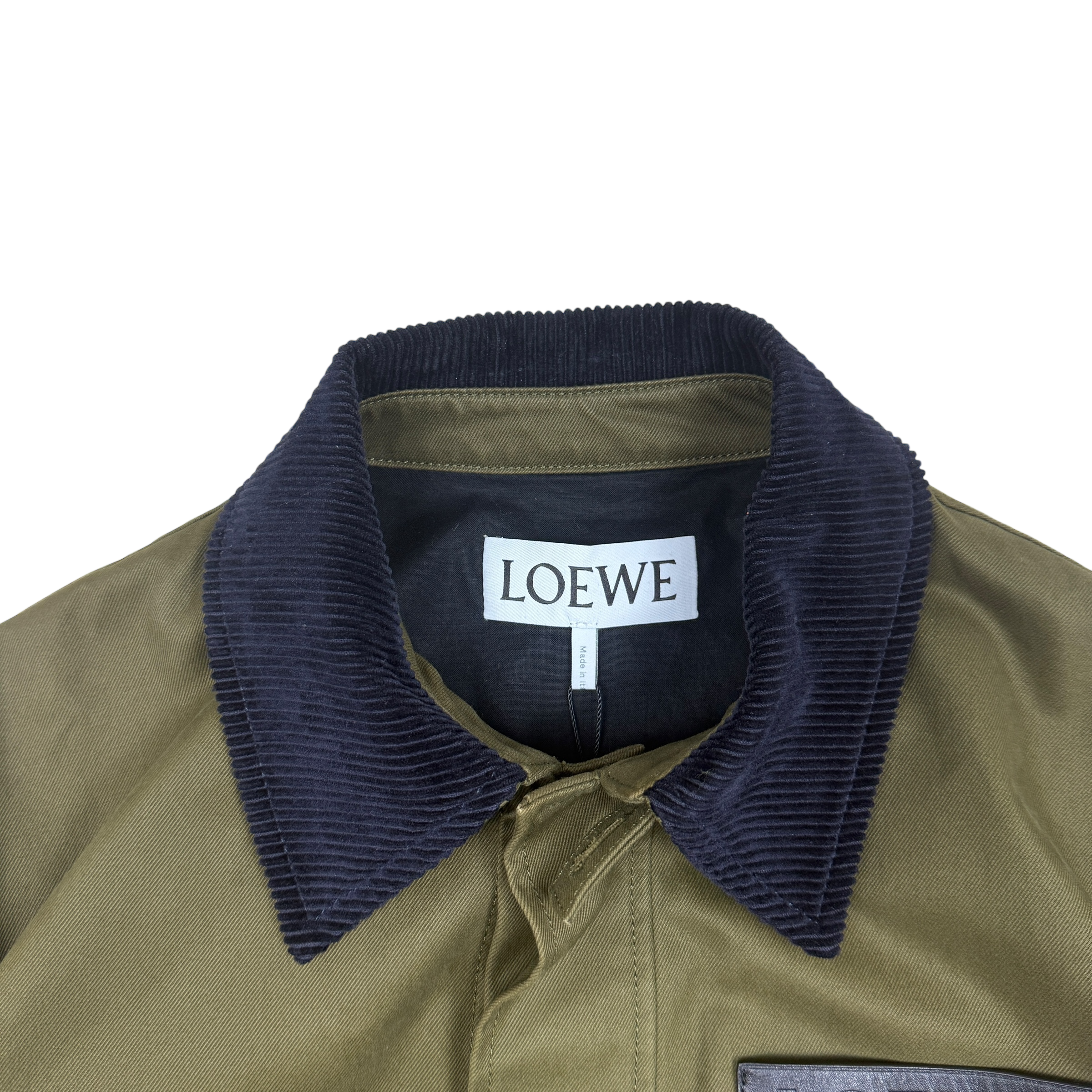 Loewe Leather Logo Lined Workwear Jacket Green (Size 50)